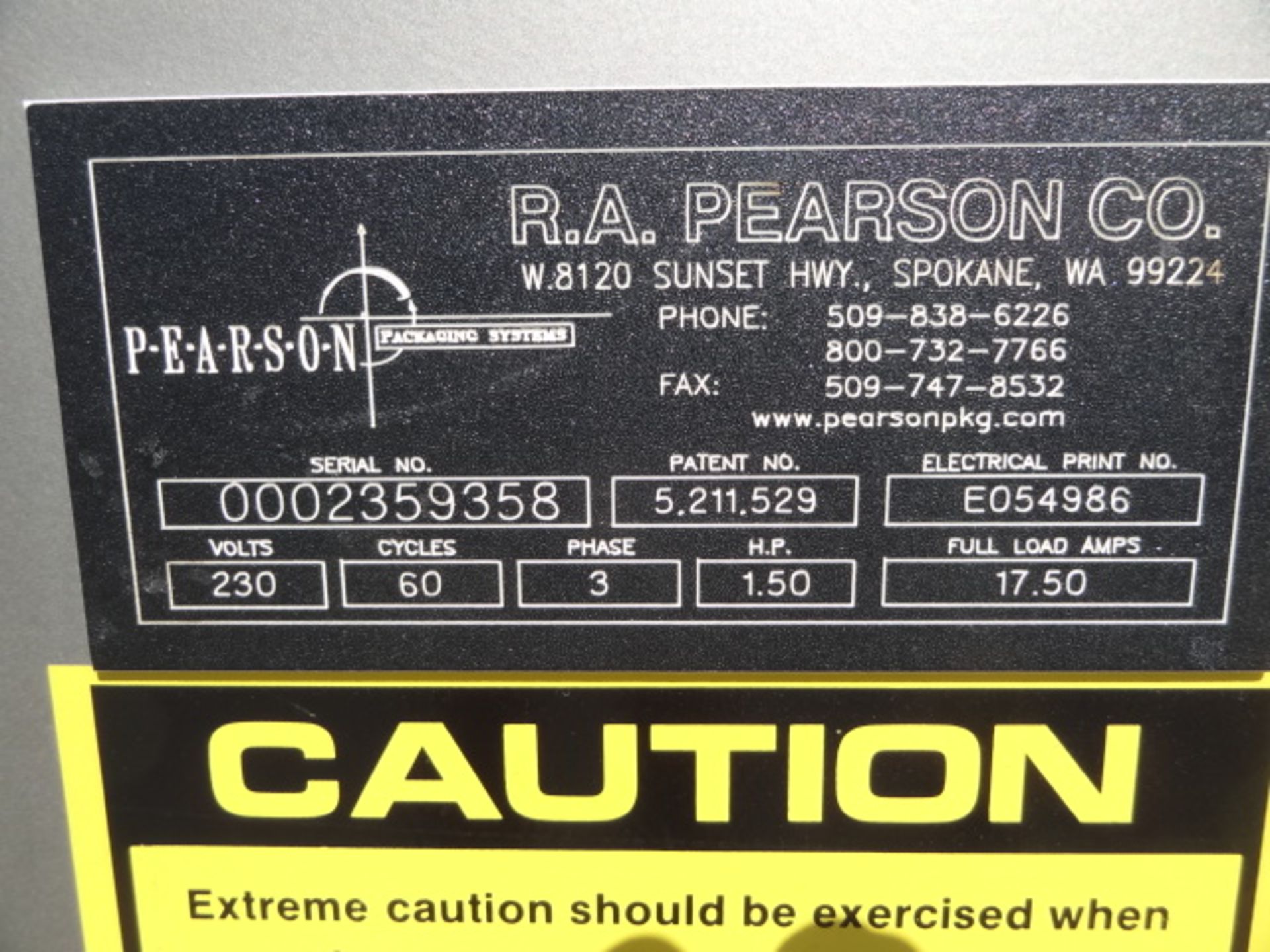 Pearson Case Erector, Model # R235-T, S/N 2359358, bottom flap taper with 2" 3M tape head / AB - Image 7 of 7
