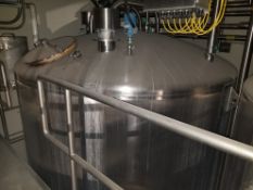 6,000 Gal. Single Shell Dome Top and Bottom S/S Tank with Twin Prop Vertical Agitator, Dual CIP