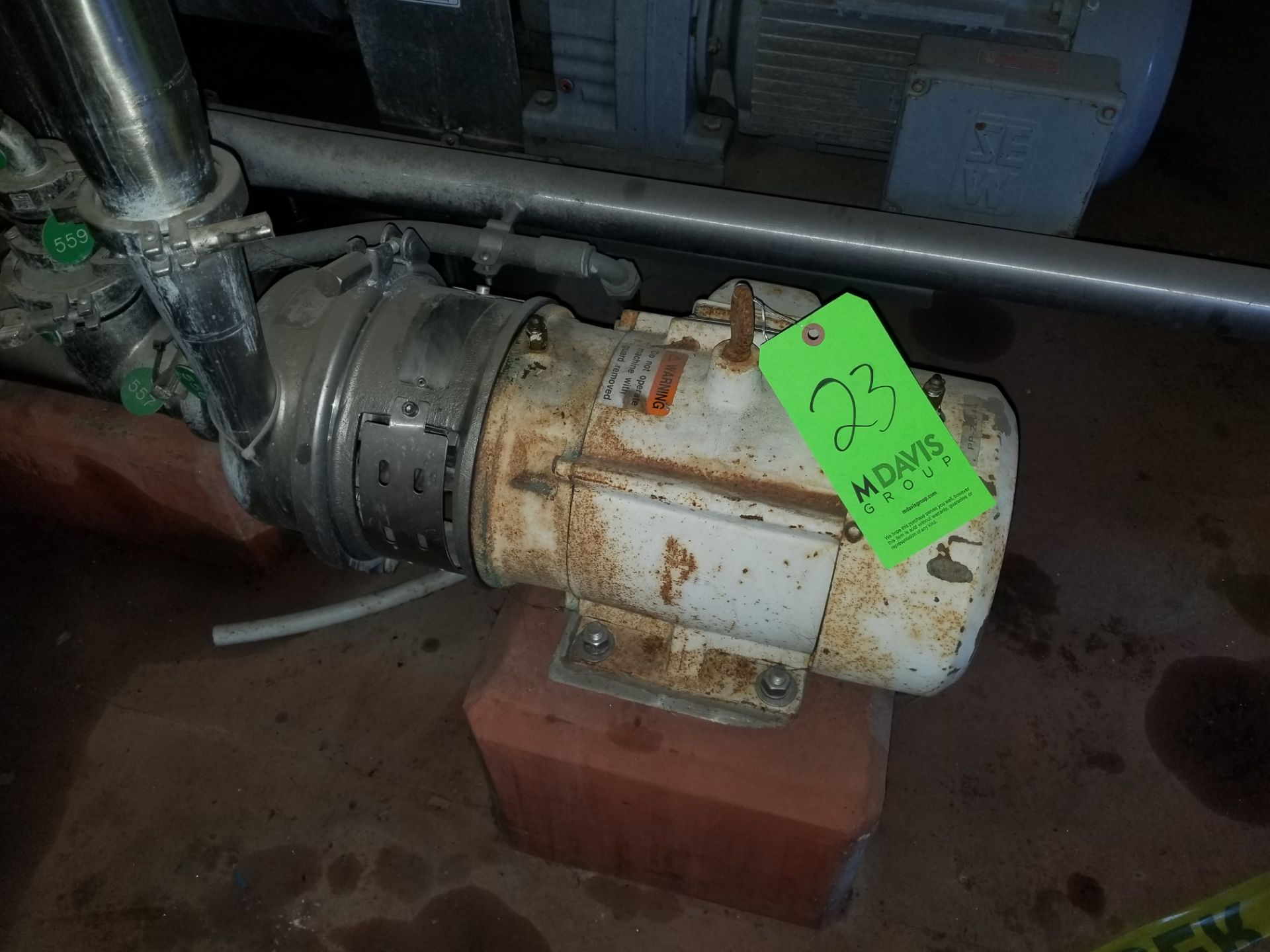 APV 3 hp Centrifugal Pump, Model W35/55, Size 184TP with 1755 RPM Motor (NOTE: Rigging Cost $200.