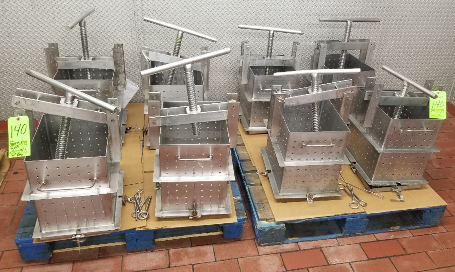 ~11" x 11" x 15" Deep S/S Cheese Pressing Molds on (2) Pallets and (1) S/S Mold Prep Table (NOTE: - Image 2 of 3