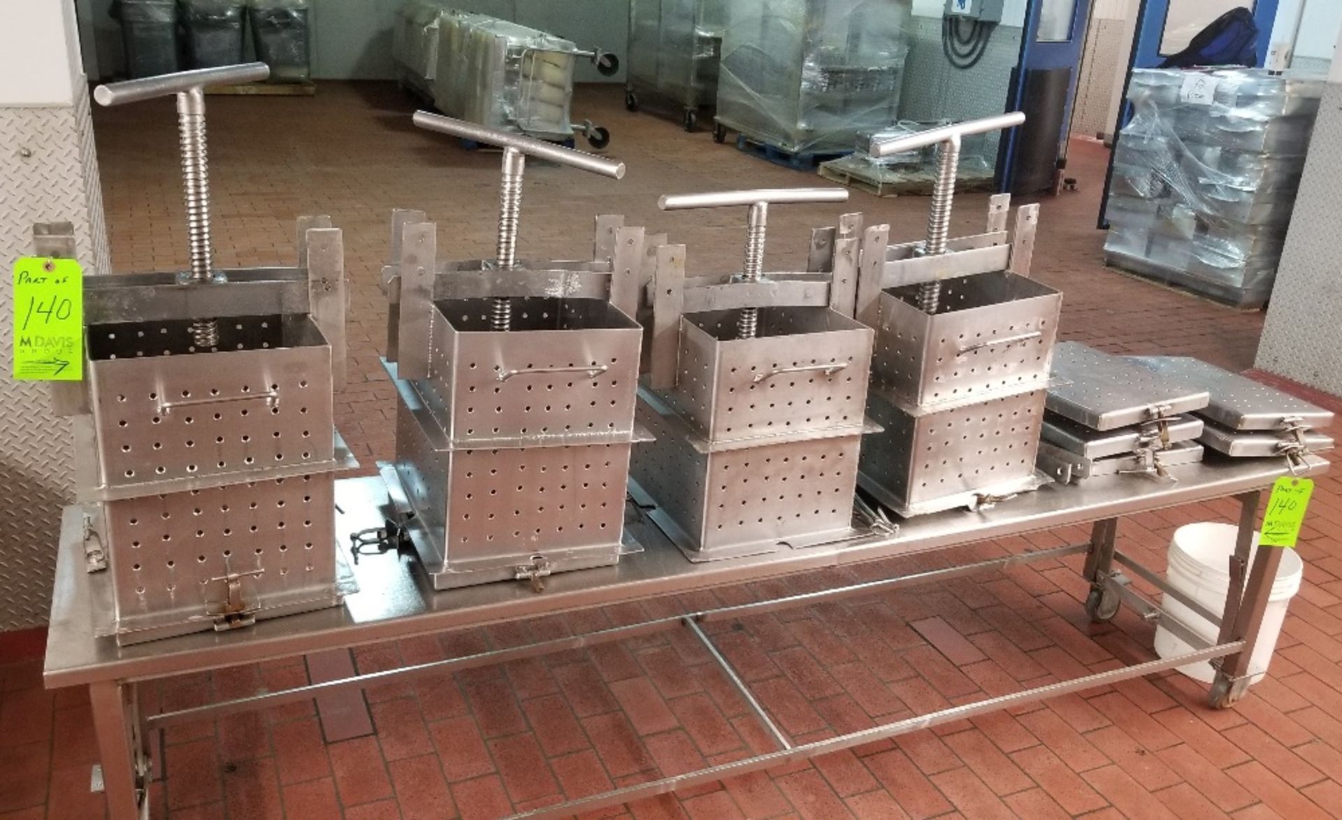 ~11" x 11" x 15" Deep S/S Cheese Pressing Molds on (2) Pallets and (1) S/S Mold Prep Table (NOTE: - Image 3 of 3