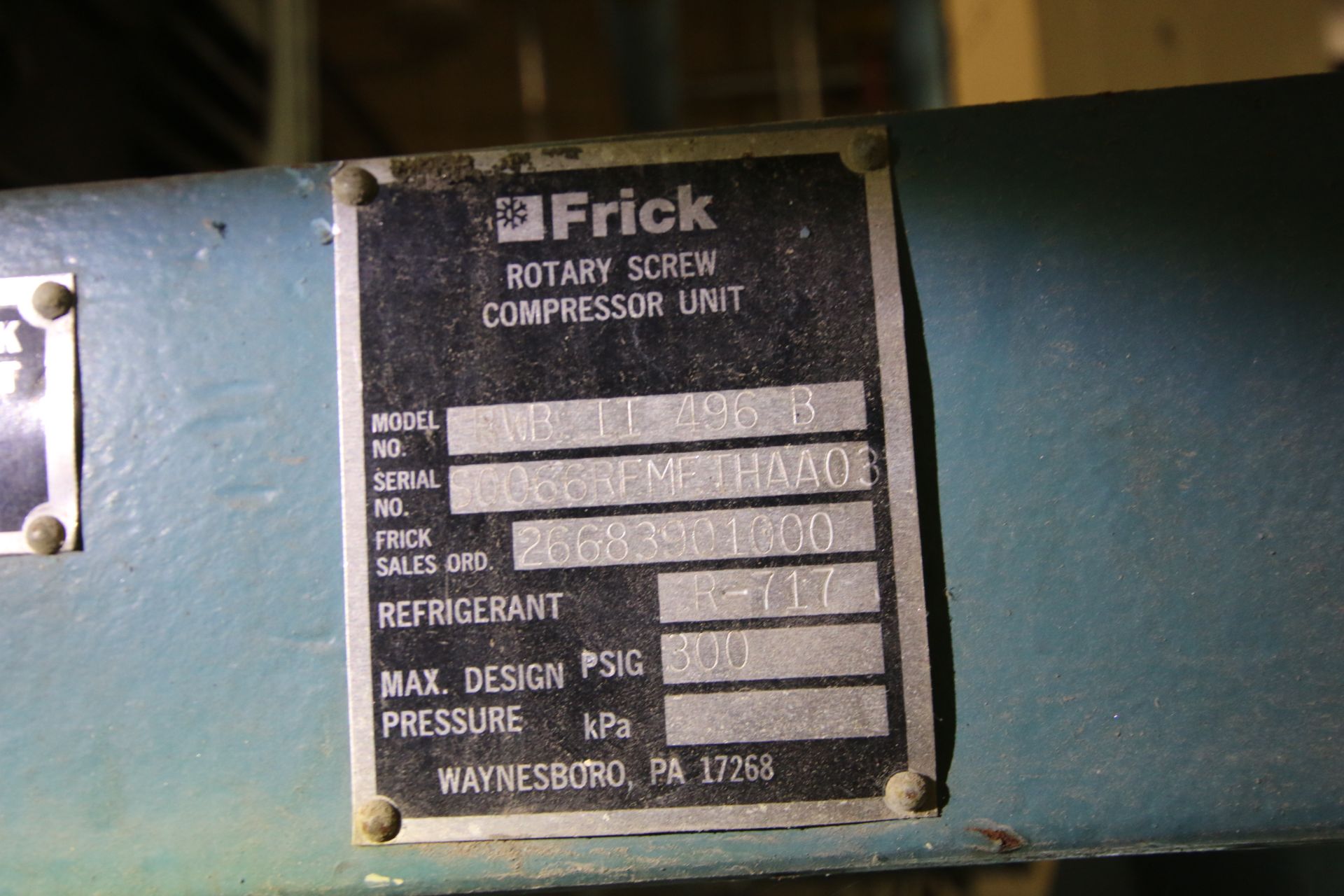 Frick 300 hp Screw Ammonia Compressor, Frame Model RWBII496B - Image 4 of 6