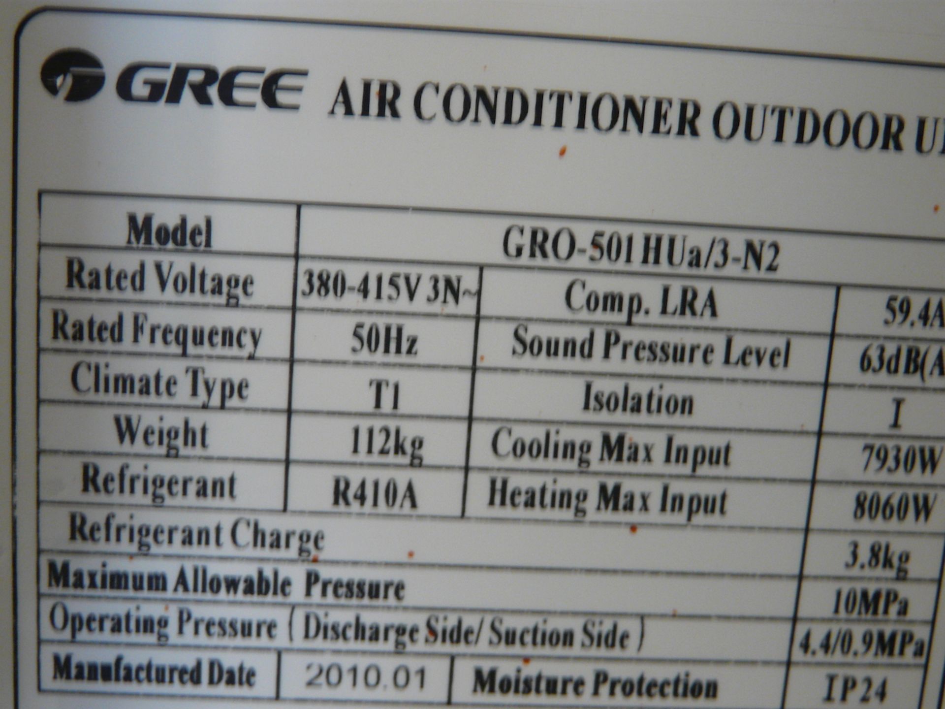 English: GREE Roof Air Conditioning Unit,Warm and Cold Inverter, 55000BTU/H, Y.O.M.: 2010, GR0- - Bild 6 aus 9