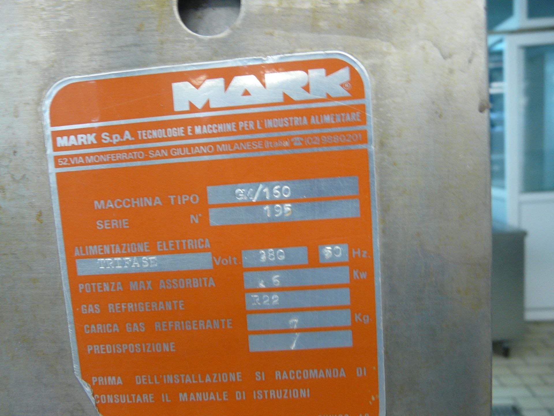 English: MARK,GELMARK 160 Continuous Ice Cream Freezer,160 Ltr/Hr,Y.O.M 1985, Refrigerant Liquid R22 - Image 10 of 10