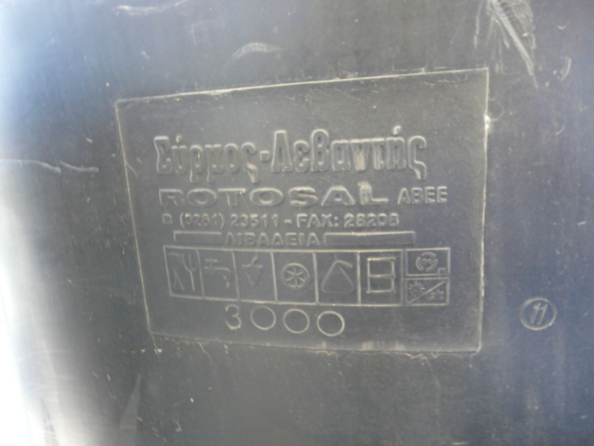 English: Plastic Liquid Storage Tank 3000Ltr, Previously Used for Water, Make: ROTOSAL, 170x180 - Image 3 of 3