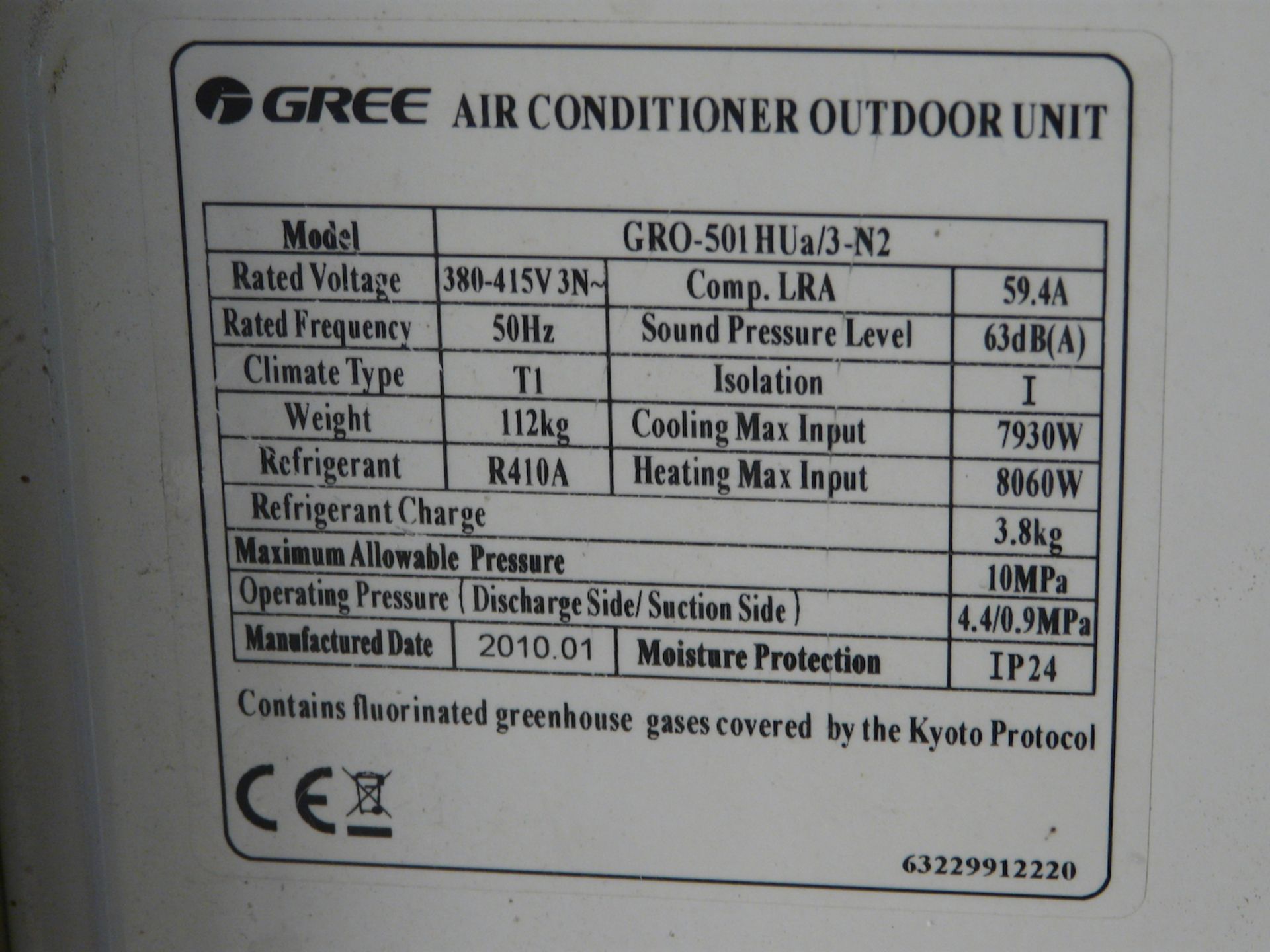 English: GREE Roof Air Conditioning Unit,Warm and Cold Inverter, 55000BTU/H, Y.O.M.: 2010, GR0- - Image 7 of 9