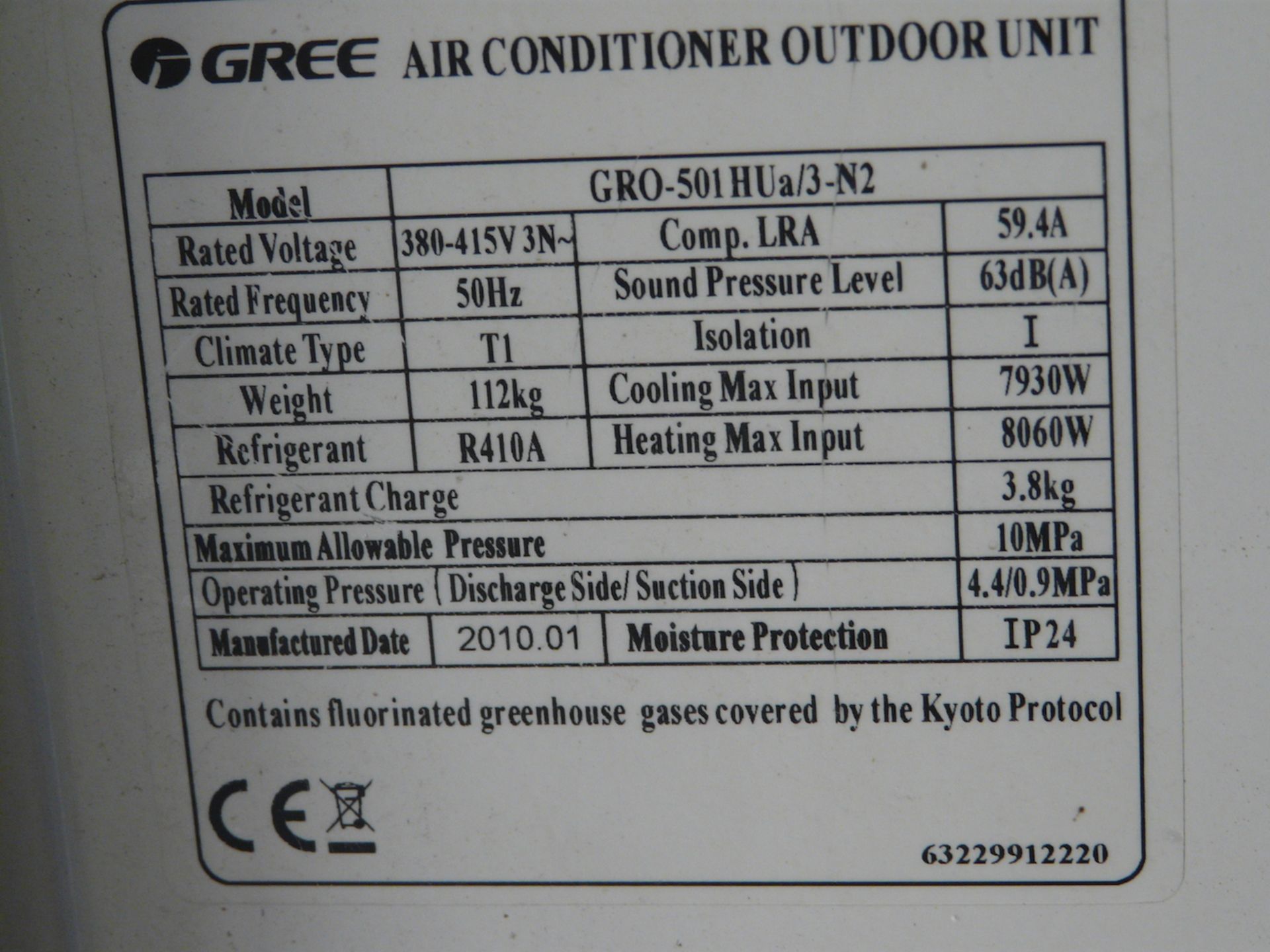 English: GREE Roof Air Conditioning Unit,Warm and Cold Inverter, 55000BTU/H, Y.O.M.: 2010, GR0- - Image 8 of 9