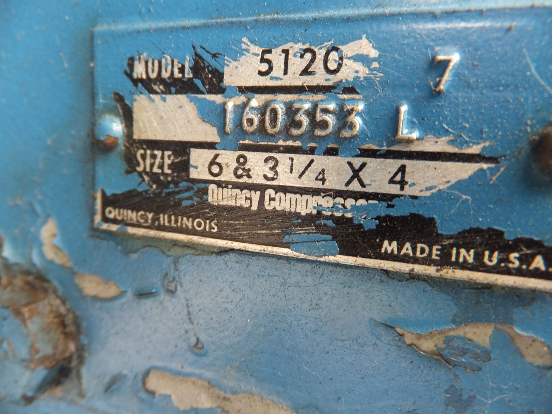 Quincy 25 Hp Reciprocating Air Compressor, Model 5120, S/N 160353 L, Size 6 & 3-1/4 x 4, Lincoln - Image 5 of 10