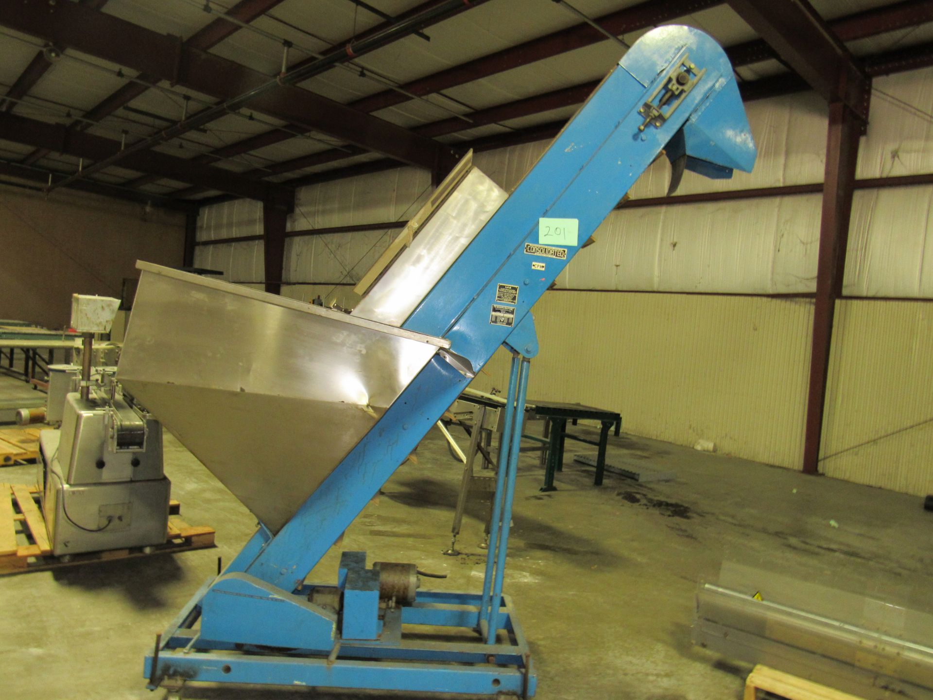 Capem Consolidated Packaging Machinery, with Stainless Steel Hopper Model #EA-8 Incline Cleat