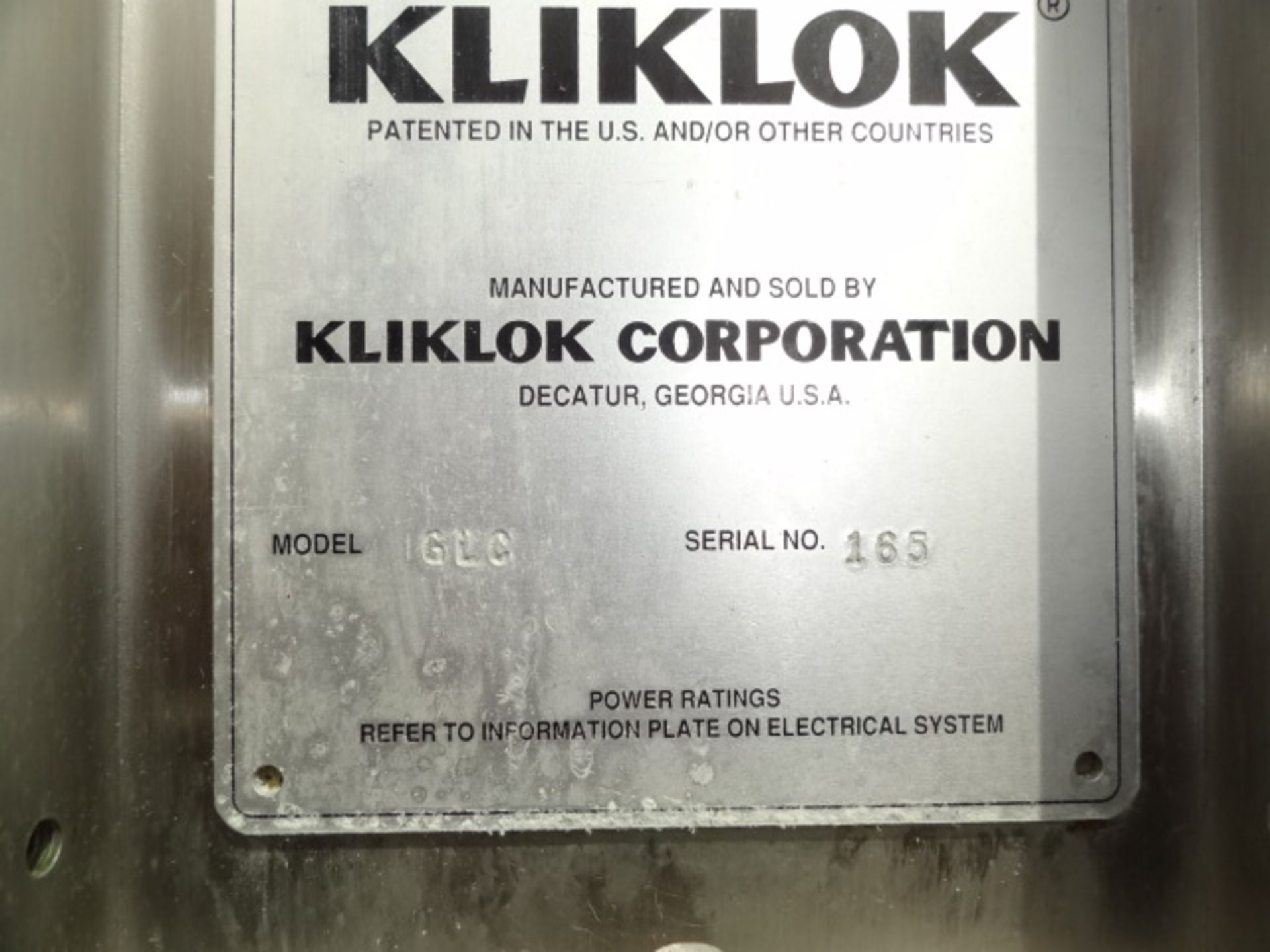 KlikLok Genesis Tri-flap Carton Sealer, Model # GLC, S/N 165, stainless steel unit for tri-seal - Image 6 of 6