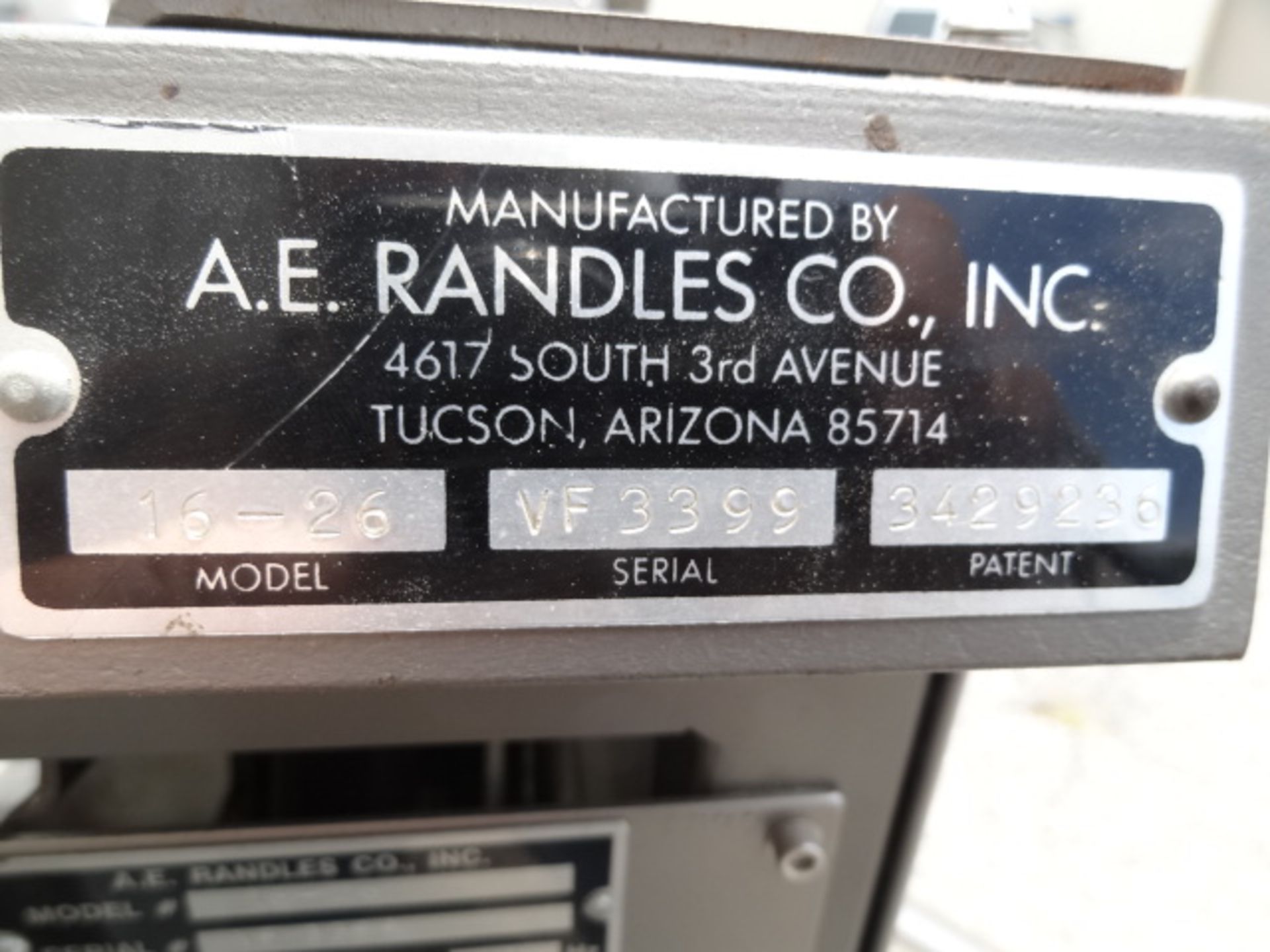 AE Randles Tray Former, Model # 16-26, S/N VF-3399, single forming head for self-locking style trays - Image 5 of 5