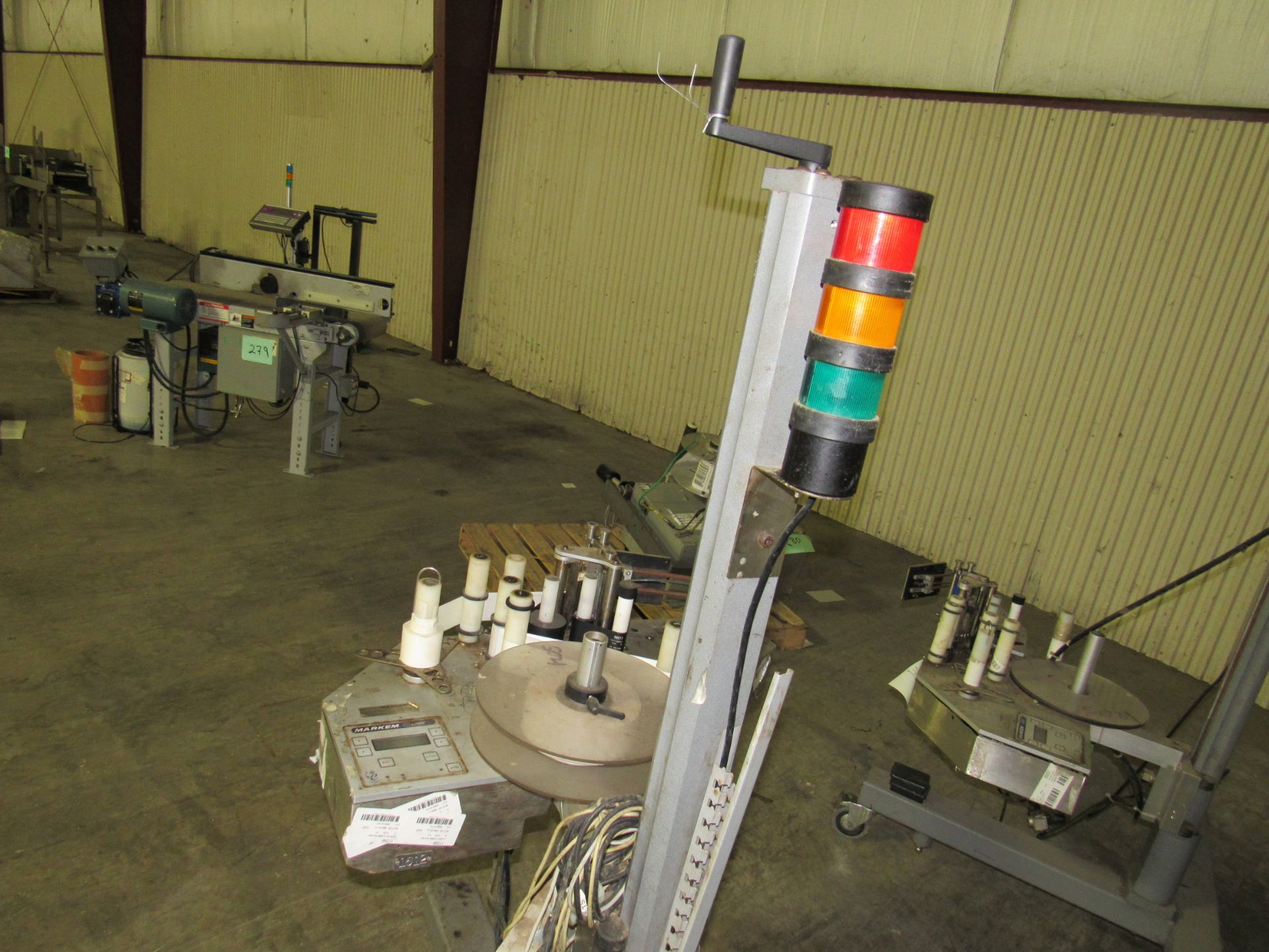 Markem CE Label Printer, Label Applicator used for labeling boxes, on Tripod Base with Casters. Free - Image 7 of 9