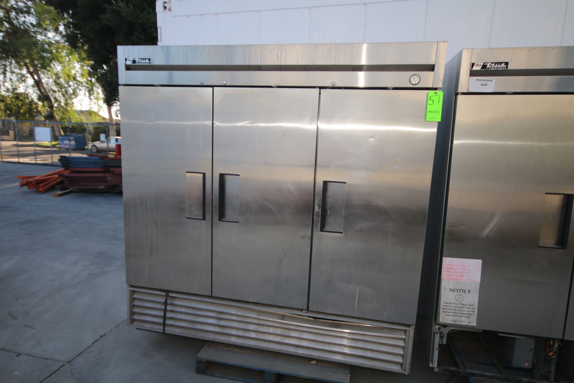 True 3-Door S/S Refrigerator, Aprox. 6' L x 2-1/2' W