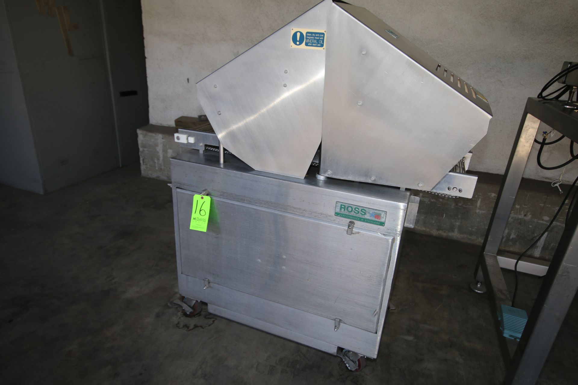 Ross Tenderizer, with Aprox. 12" W Infeed/Outfeed S/S Conveyor, Tenderizing Station, Mounted on S/