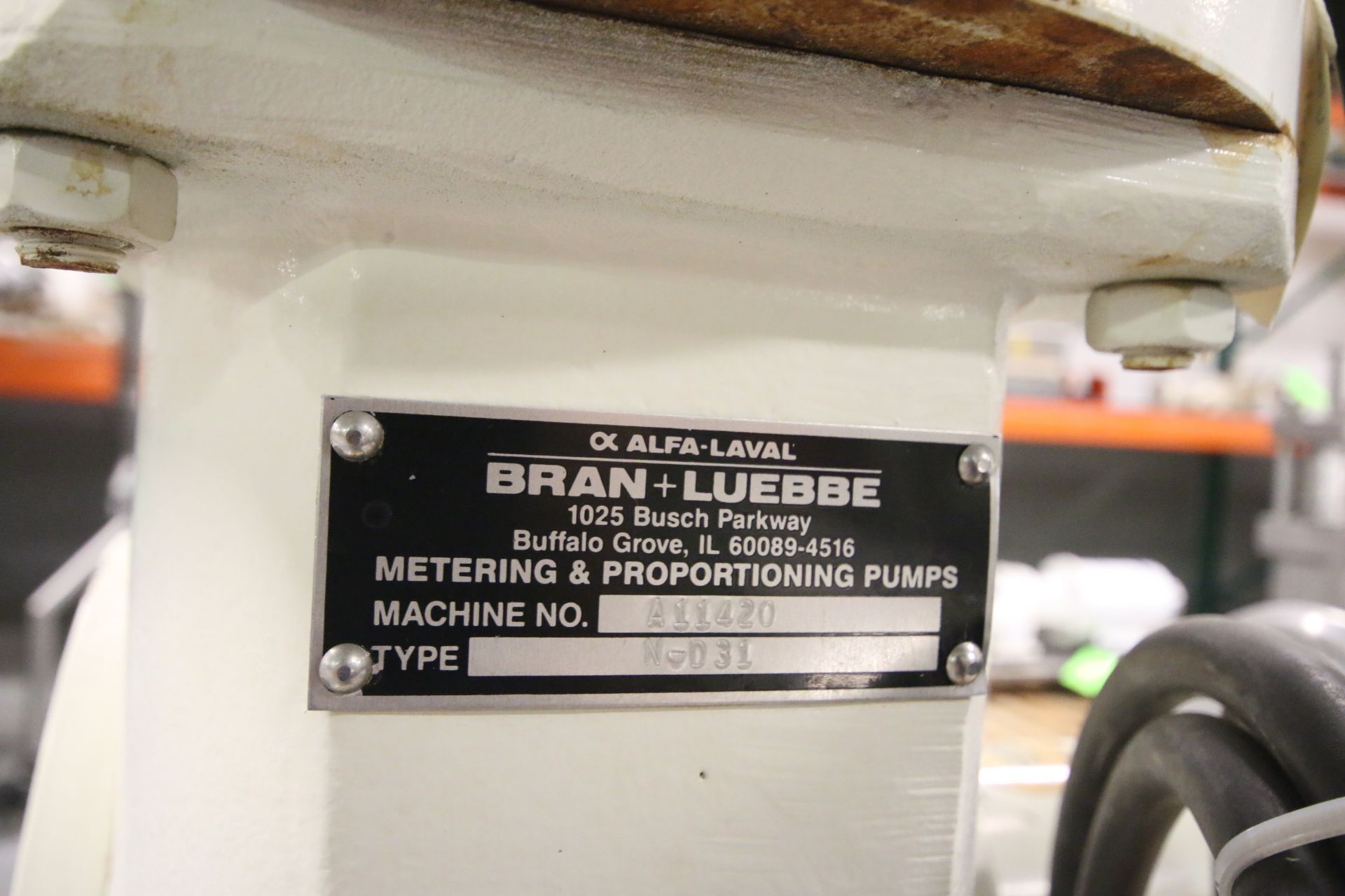 Bran - Lubbe Metering Pump, Type N-D431, SN A11420, with 1.5" Clamp Type Connections, US Motors 2 hp - Image 3 of 4