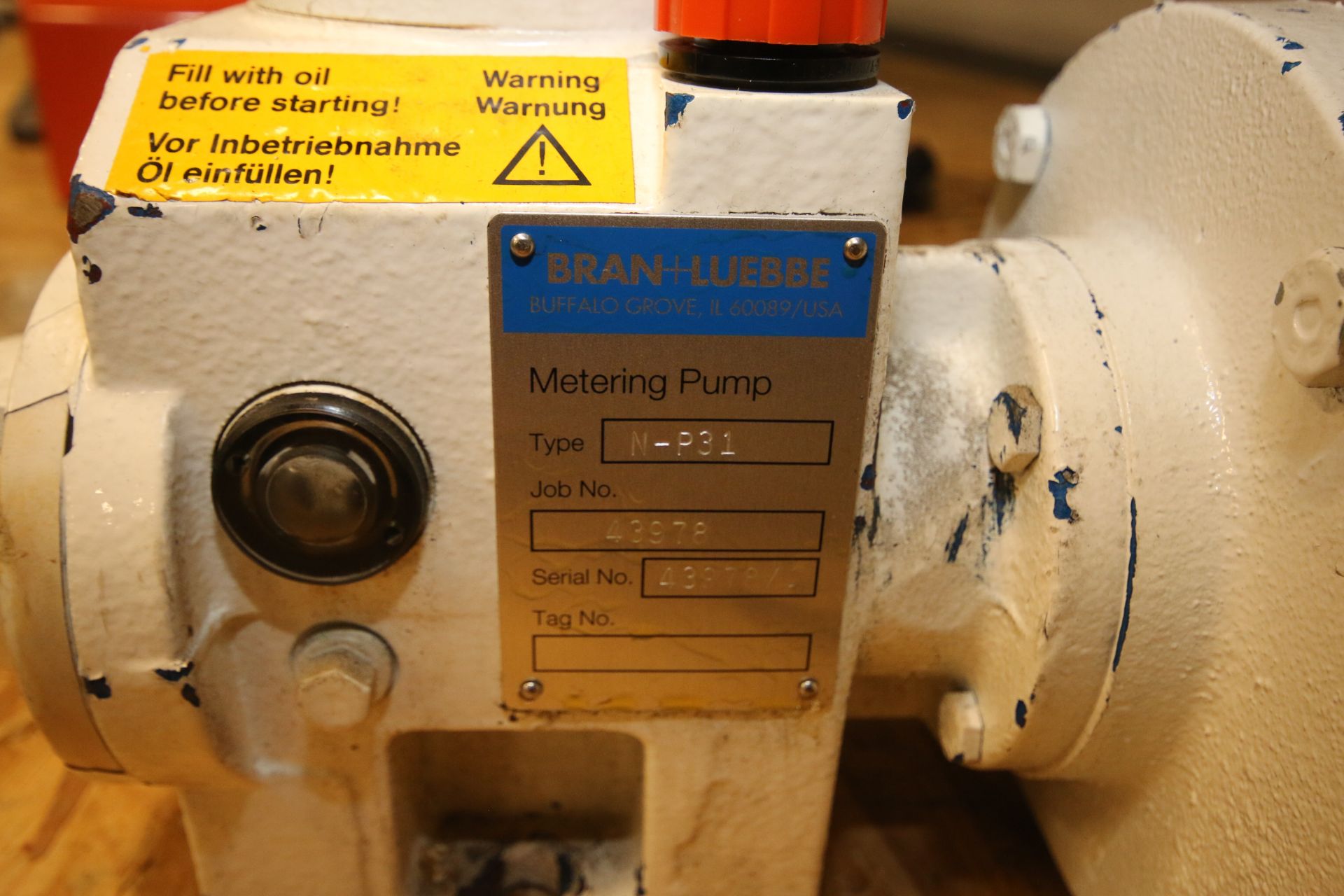 Bran - Lubbe Metering Pump, Type N-P31, SN 43978/1, with 1" Union Type Connections, Baldor 1/2 - Image 2 of 3