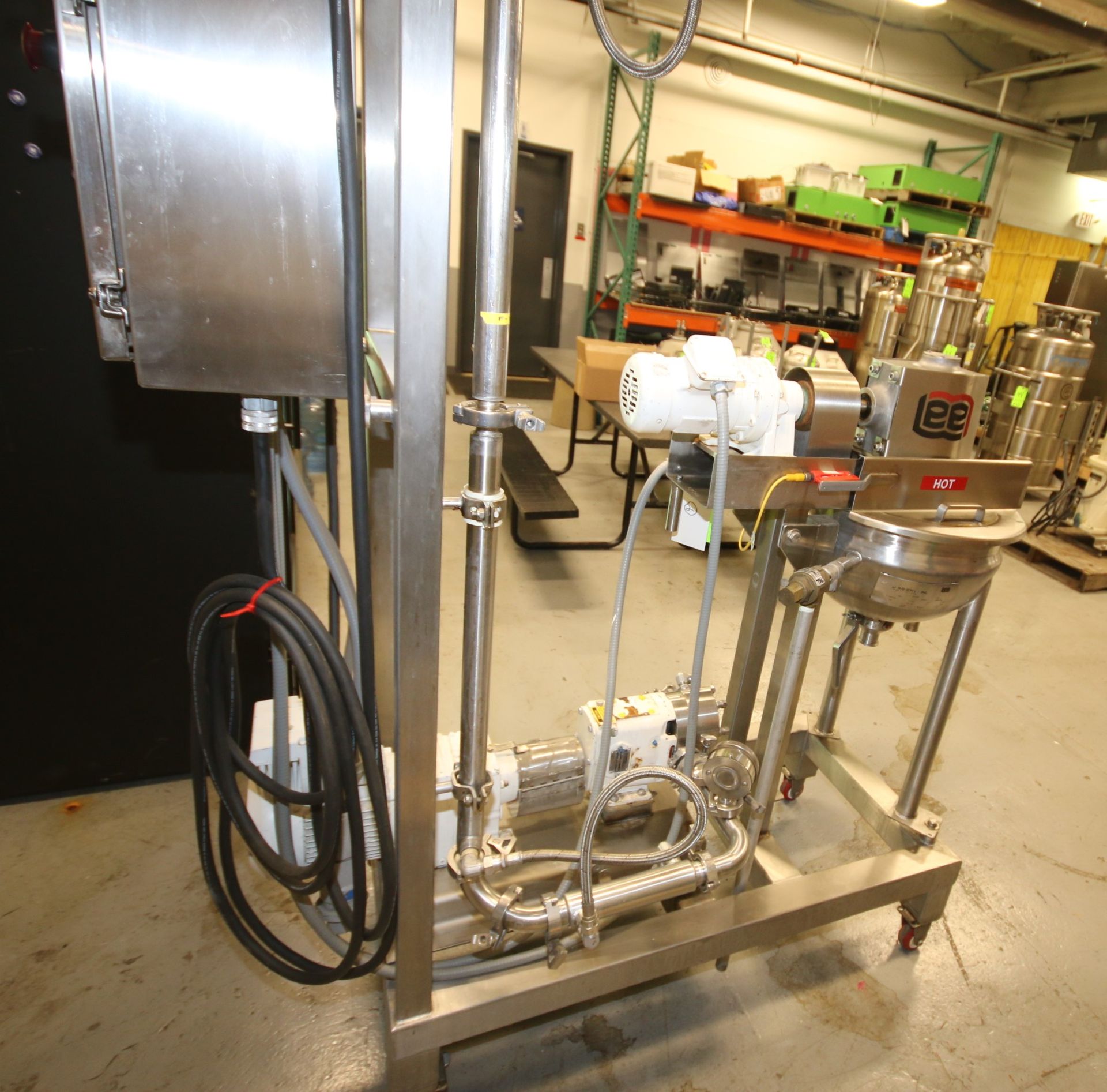 Portable Skid Mounted Lee 8 Gal. S/S Jacketed Kettle, Model 5D9MS, SN B3704A, with Scrape Surface - Image 5 of 9