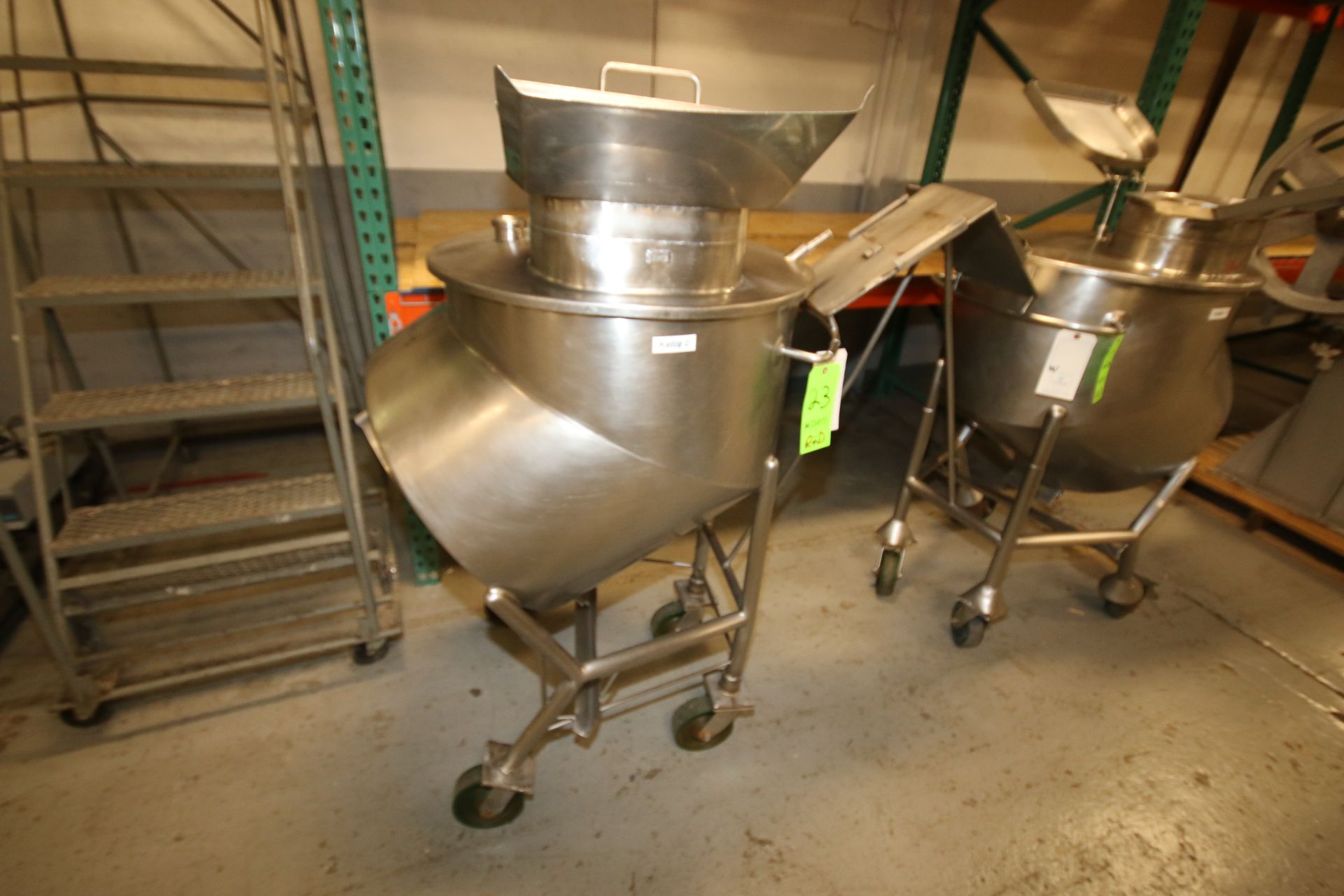 Aprox. 50 Gal. Off-Set S/S Kettle, with Agitator Shaft, Agitator Mounting Bracket, Removable Lid, On
