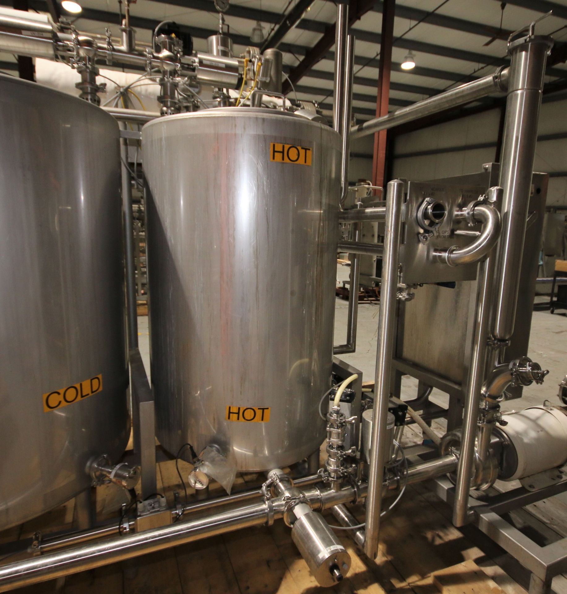 2011 Skid Mounted 2-Tank S/S CIP System, with Aprox. 230 Gal. or 48" H x 38" W Tank, 140 Gal. or 46" - Image 8 of 19