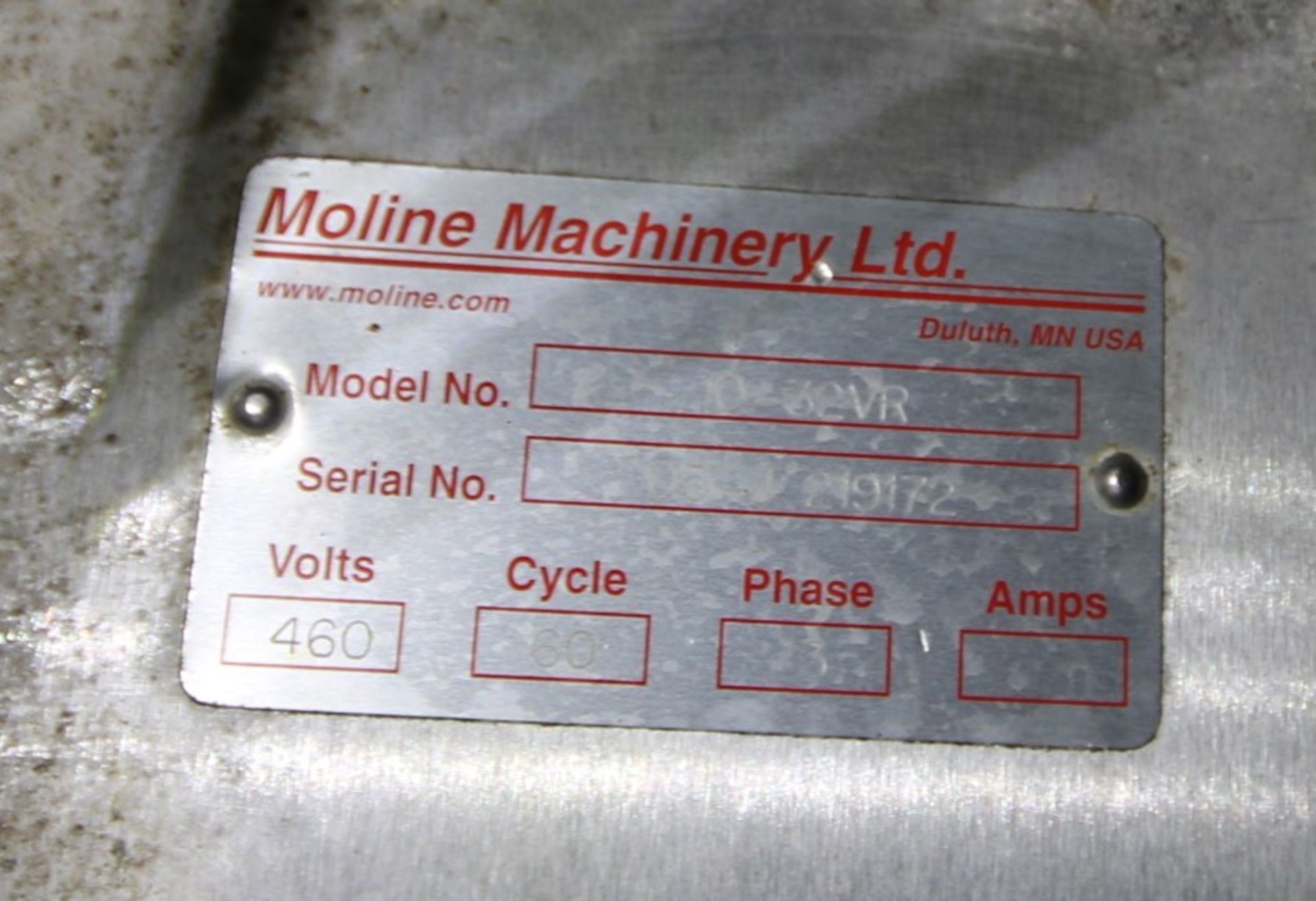 Moline 32" W 2 - Pin Vertical S/S Dough Sheeter, Model 10-32VR, SN 05-J 219172, with Adjustable - Image 10 of 19