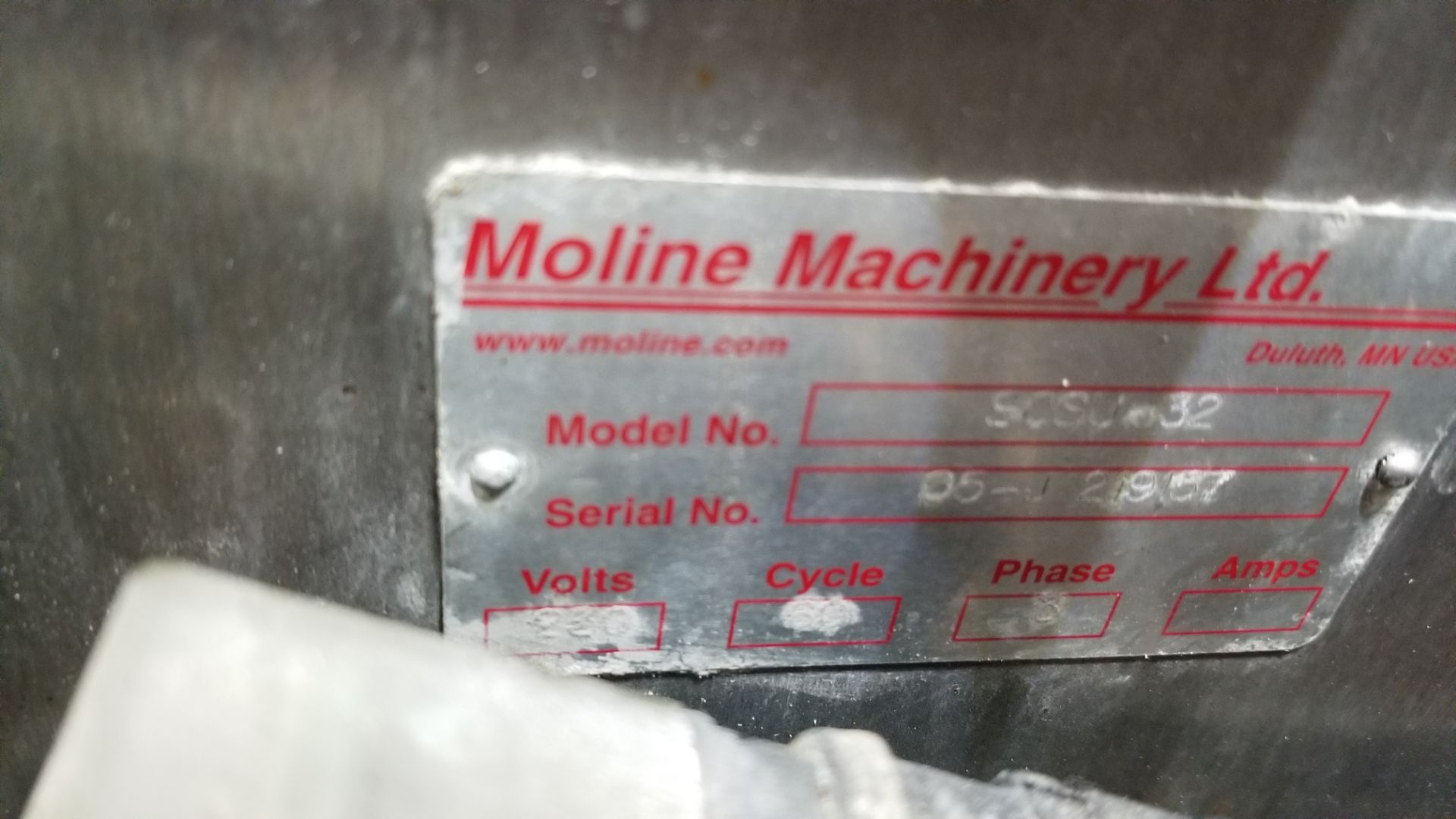 Moline 32" S/S Dough Ultrasonic Guillotine, Model SCSU-32, SN 05-J 219157, with Drive Motors, 230V 3 - Image 7 of 8