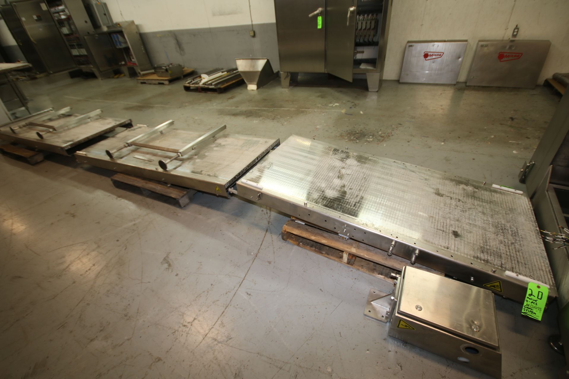 Moline 4 pcs @ 31 ft S/S Dough Sheeter Out-Feed S/S Conveyor System with 32" W Intralux Belting,