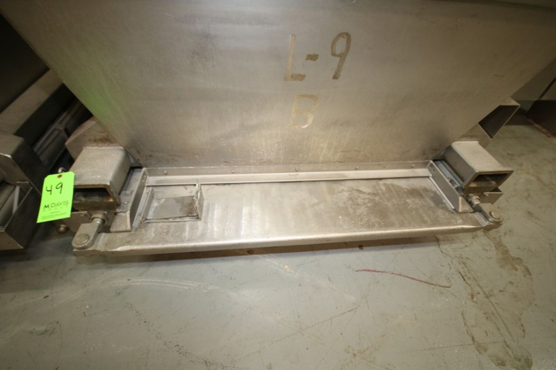 Mepaco 56" L x 48" W x 28" S/S Troughs, with Pneumatic Bottom Slide Drops, 61" L Fork Span, ( - Image 3 of 3