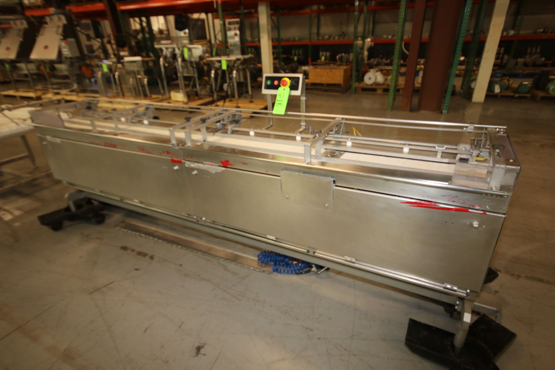 Bosch 9 ft 10" L S/S Out-Feed Conveyor System, Model LPIL-2 Feeder, SN 04-25694, with 8 1/2" W Belt,