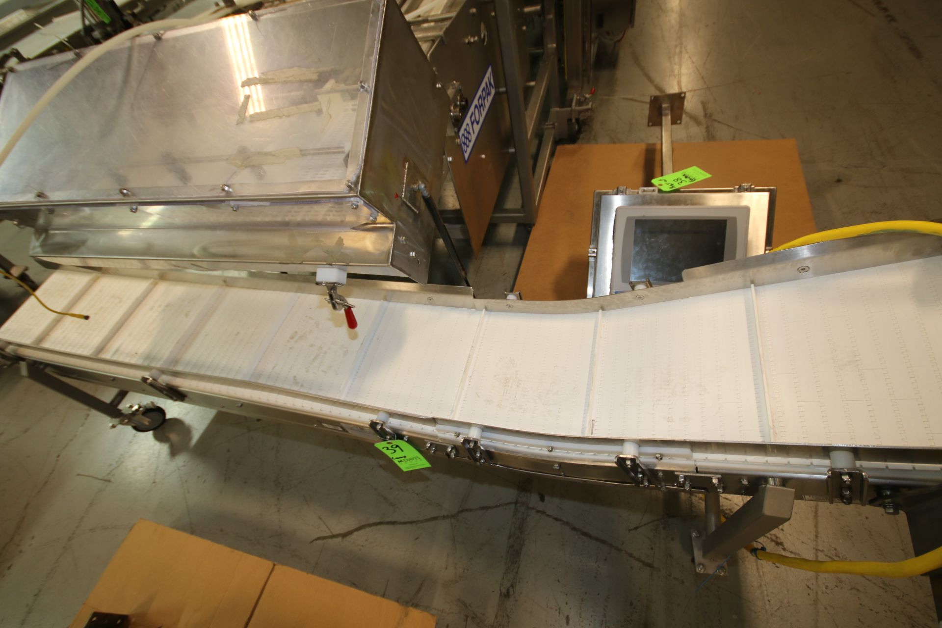 8 ft 10" L Portable S/S Product Conveyor System with Slight Incline, with 14" W Intralux Belt with - Image 2 of 2