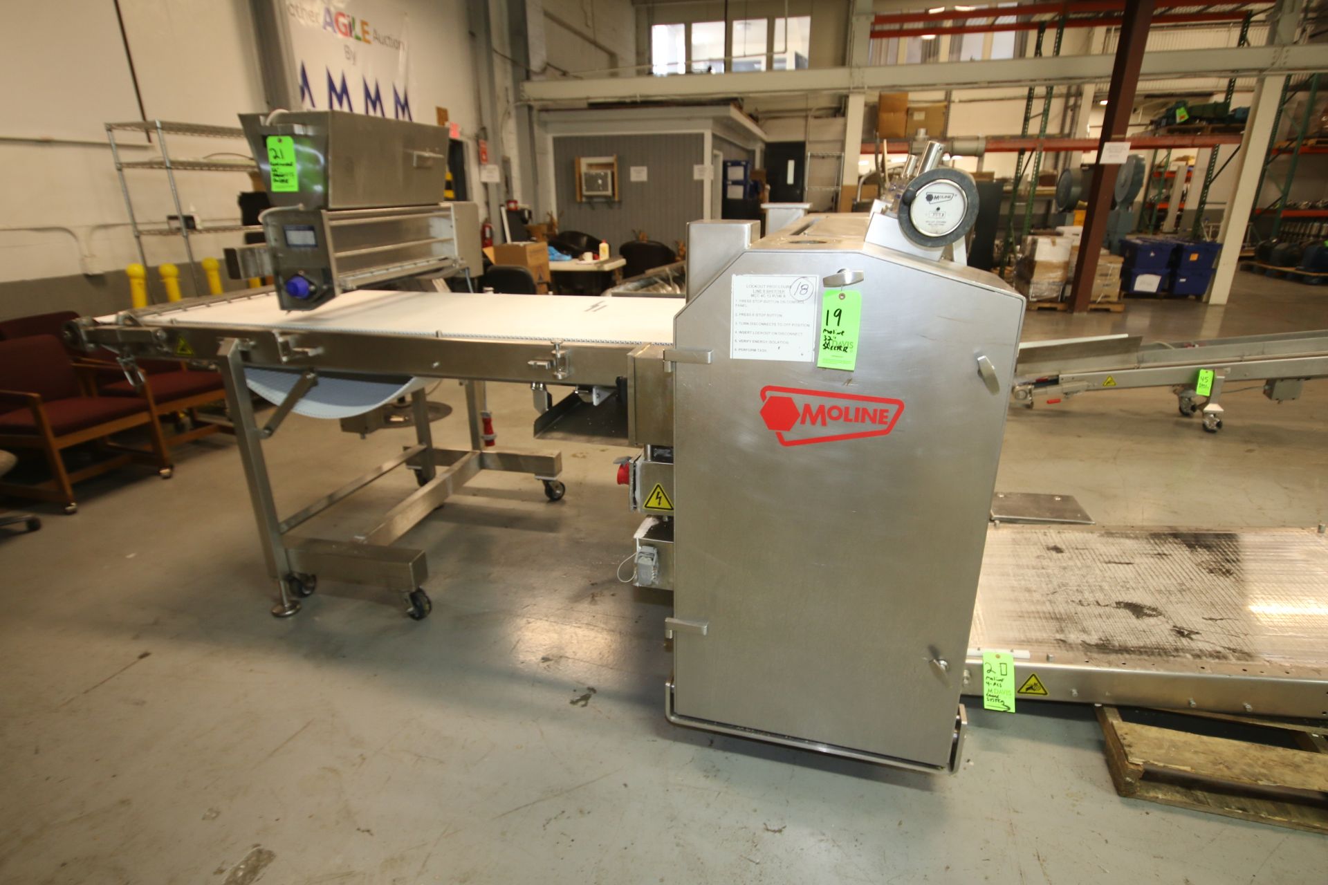 Moline 32" W 2 - Pin Vertical S/S Dough Sheeter, Model 10-32VR, SN 05-J 219172, with Adjustable - Bild 5 aus 19