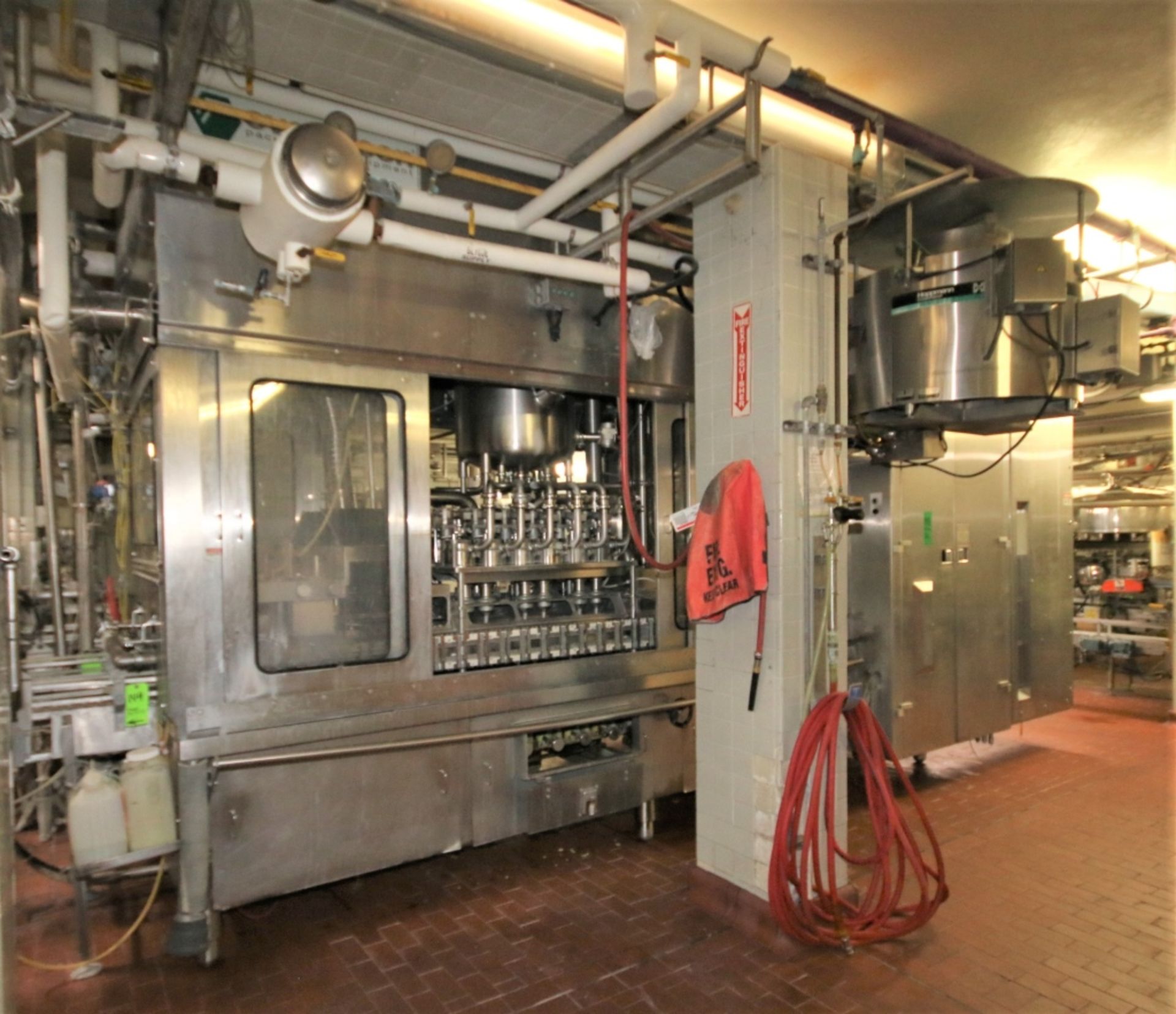 Bulk Bid: EH2 Half Gal. Carton Filling Line Includes Filler, Coders, Conveyor, Caser, Case