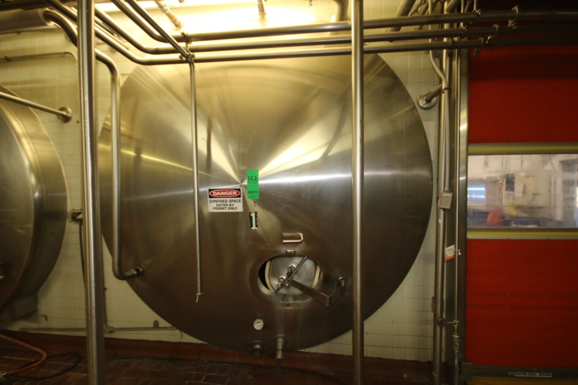 Crepaco 8,000 Gal. S/S Horizontal Jacketed Tank with S/S Front Head and Vertical Agitation: 9'6"