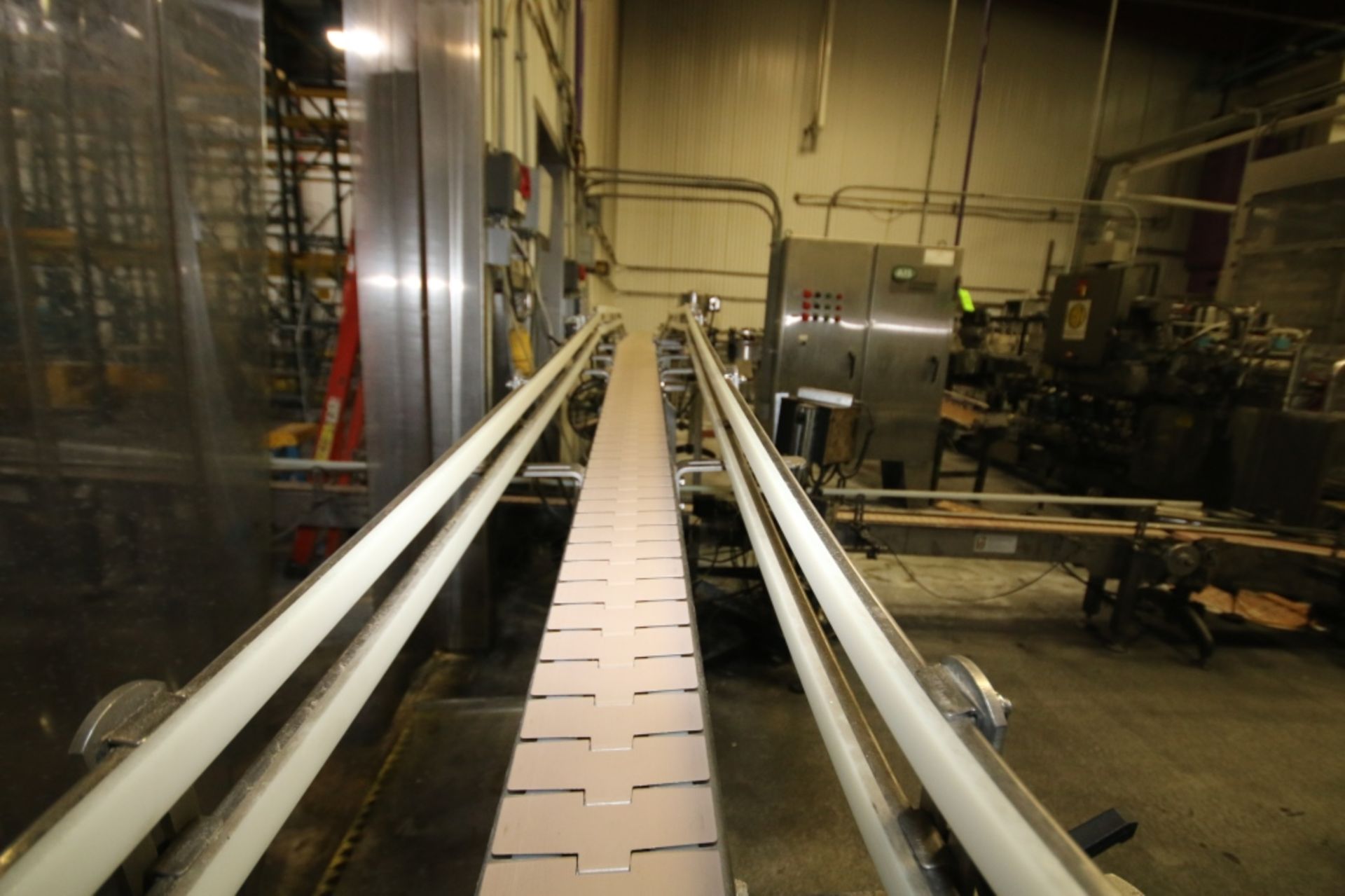 Approx. 60ft of 4.5" S/S Plastic Chain Conveyor; Transfers to Floor Level 3ft High; with - Image 3 of 6