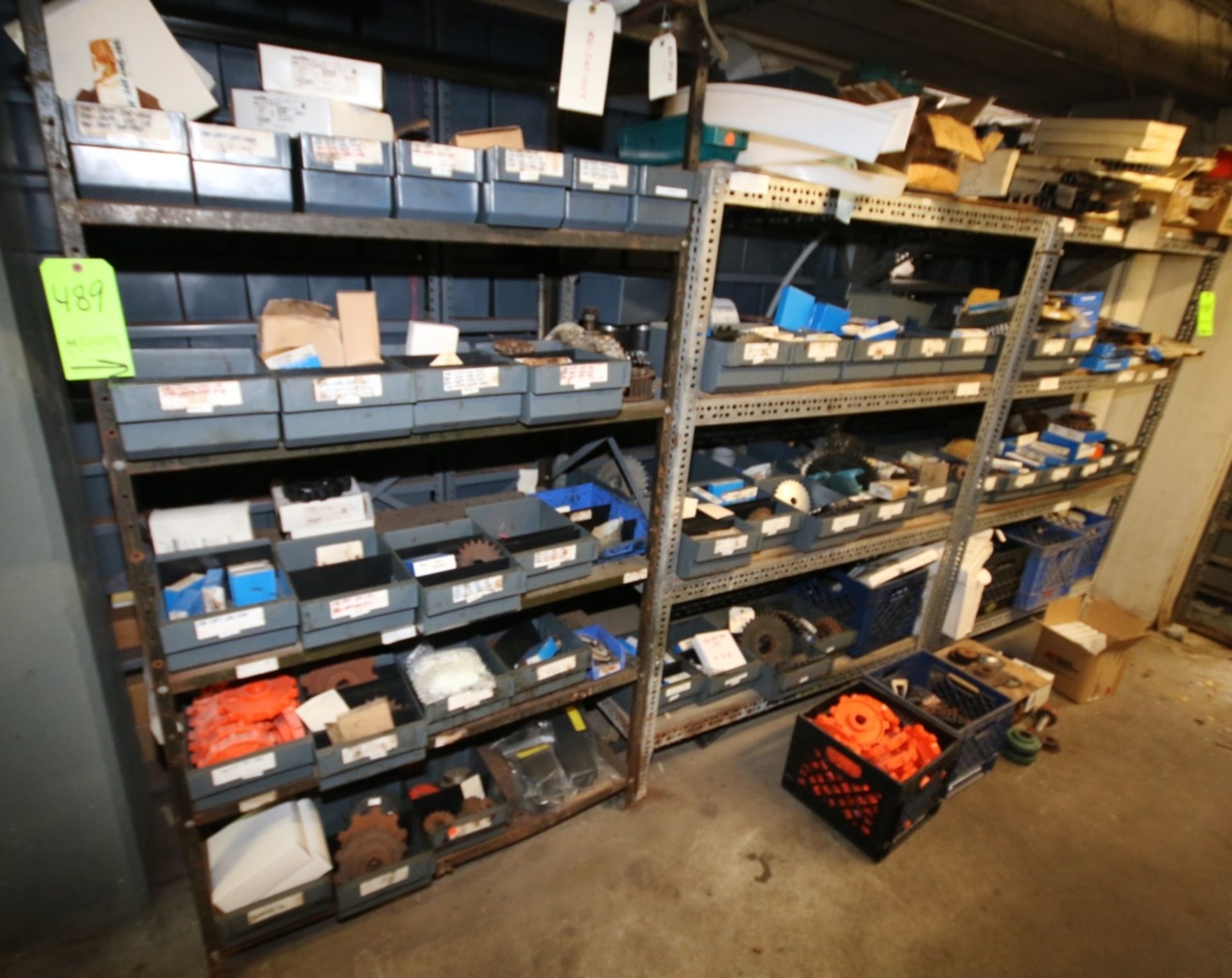 (3) Shelf Units and (1) Parts Bin with Contents Including over 50 Assorted Chain Sprockets, - Bild 2 aus 7