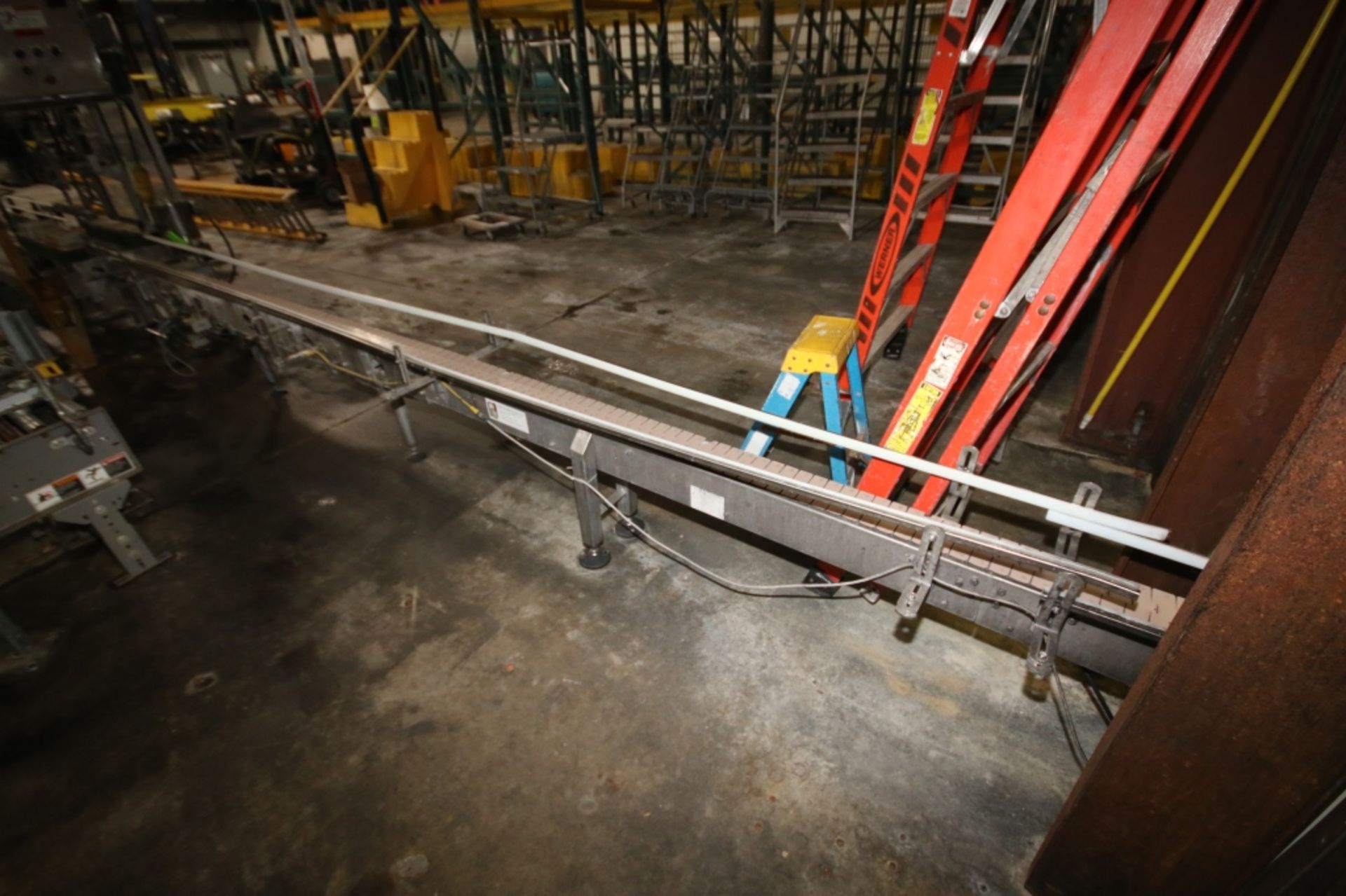 Approx. 30ft of S/S Filled Case Conveyor; 4.5" Plastic Chain with Adjustable Side Rails Mfg. by - Image 2 of 2