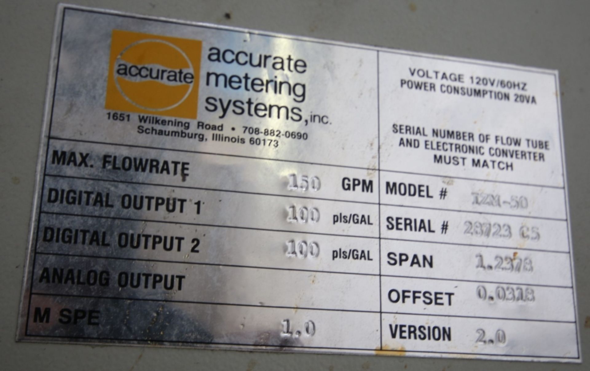 Diesel 2" Clamp S/S In-Line Magnetc Flow Meter Model IZM-50; 150GPM Capacity with Control Box - Image 2 of 2