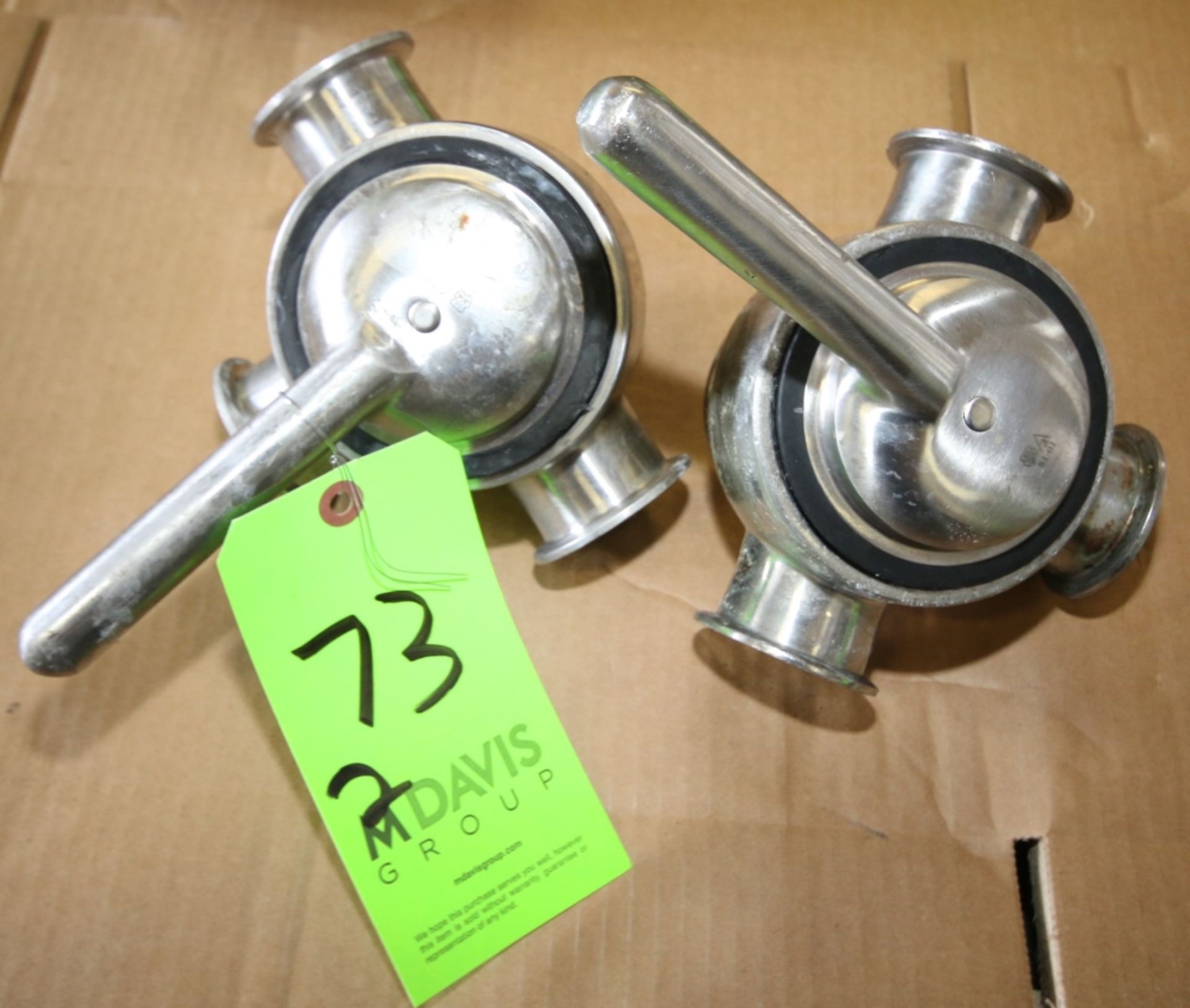 Tri Clover 2" 3 Way S/S Rubber Plug Valves with Clamp Ports