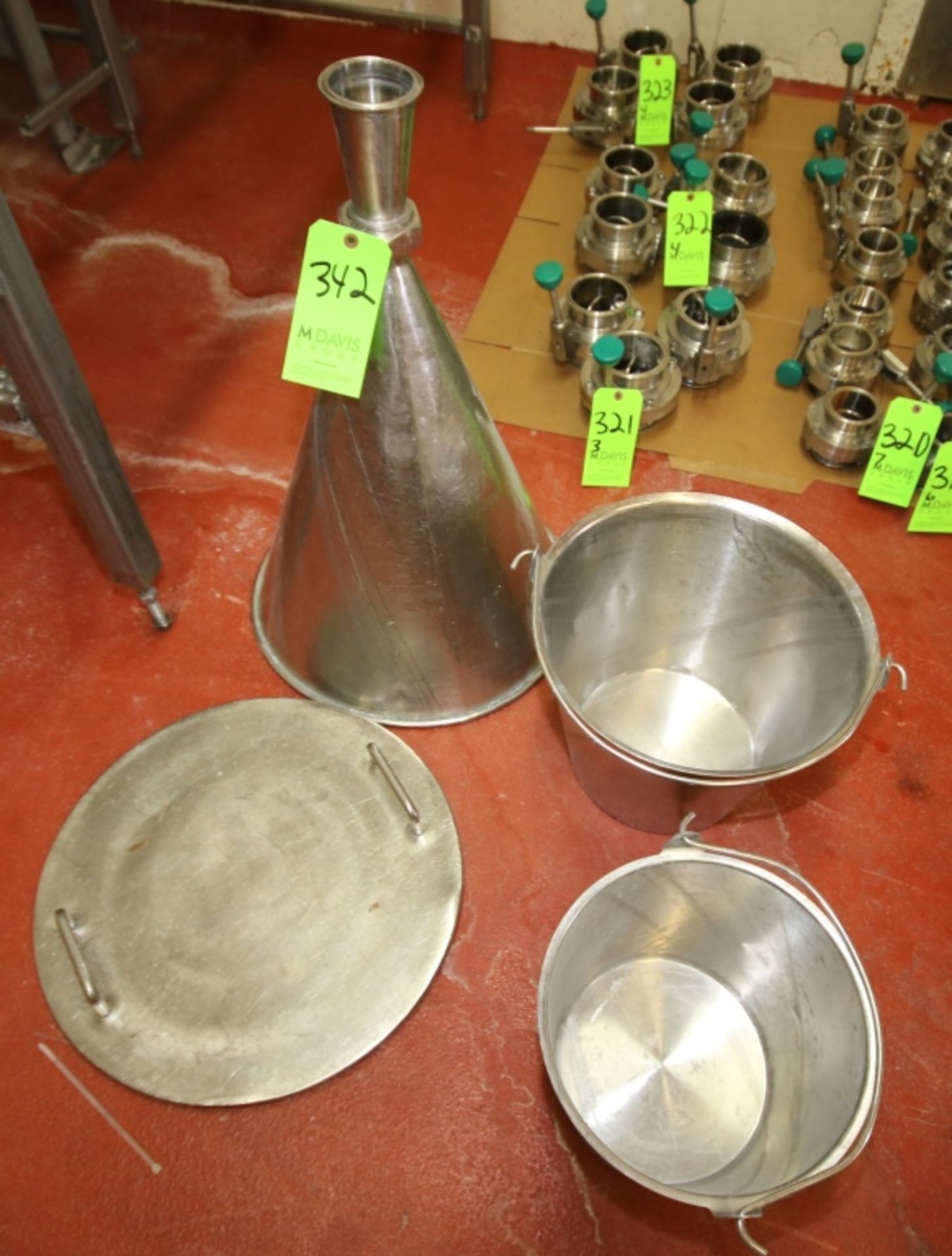 S/S Funnell with Cover and (2) S/S Pails