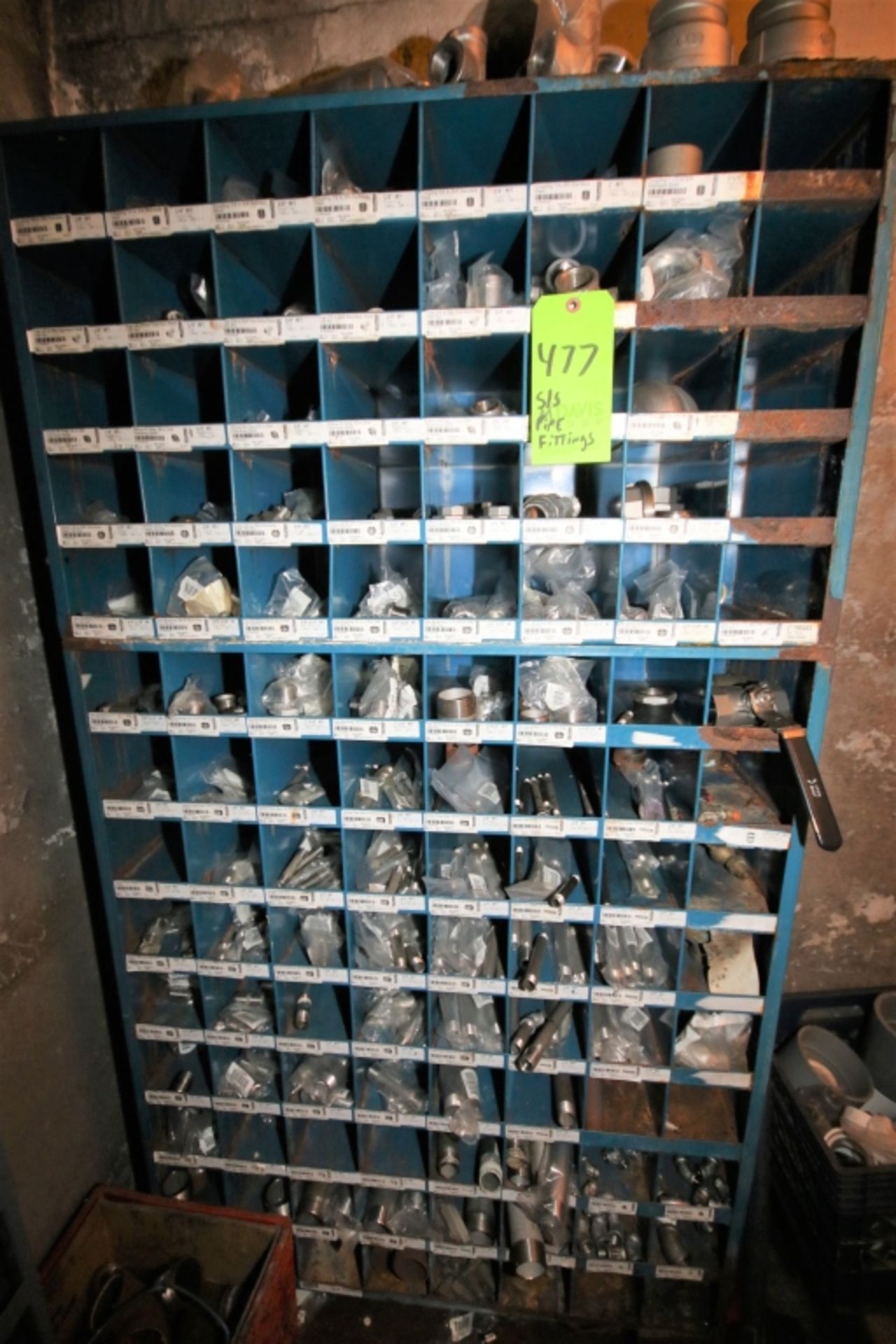 Lot of S/S Plumbing Fittings with 112 Hole Parts Bin Included