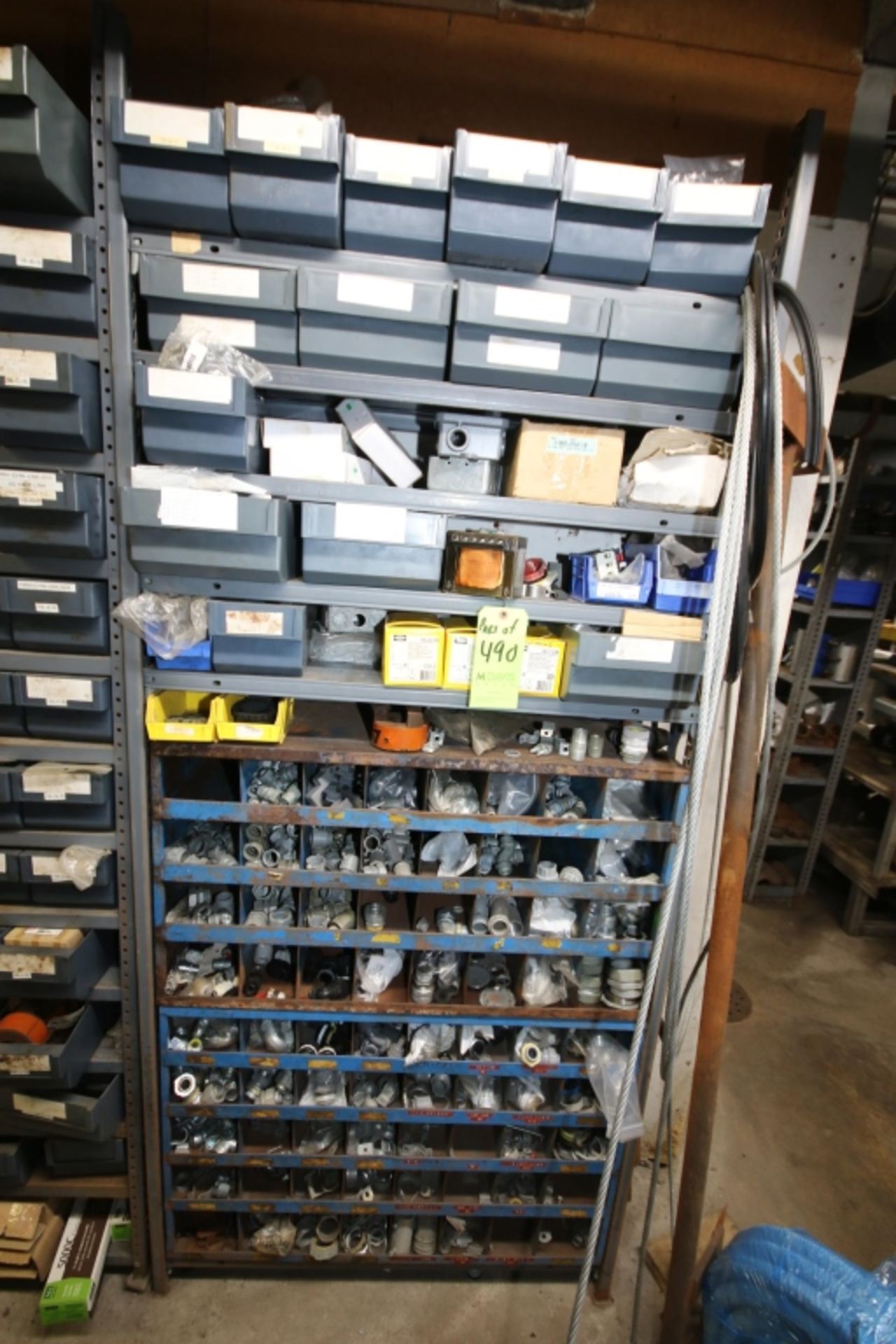 (3) Shelf Units and (1) Parts Bin with Contents of Electrical Supplies and Components and Plexi - Bild 2 aus 4