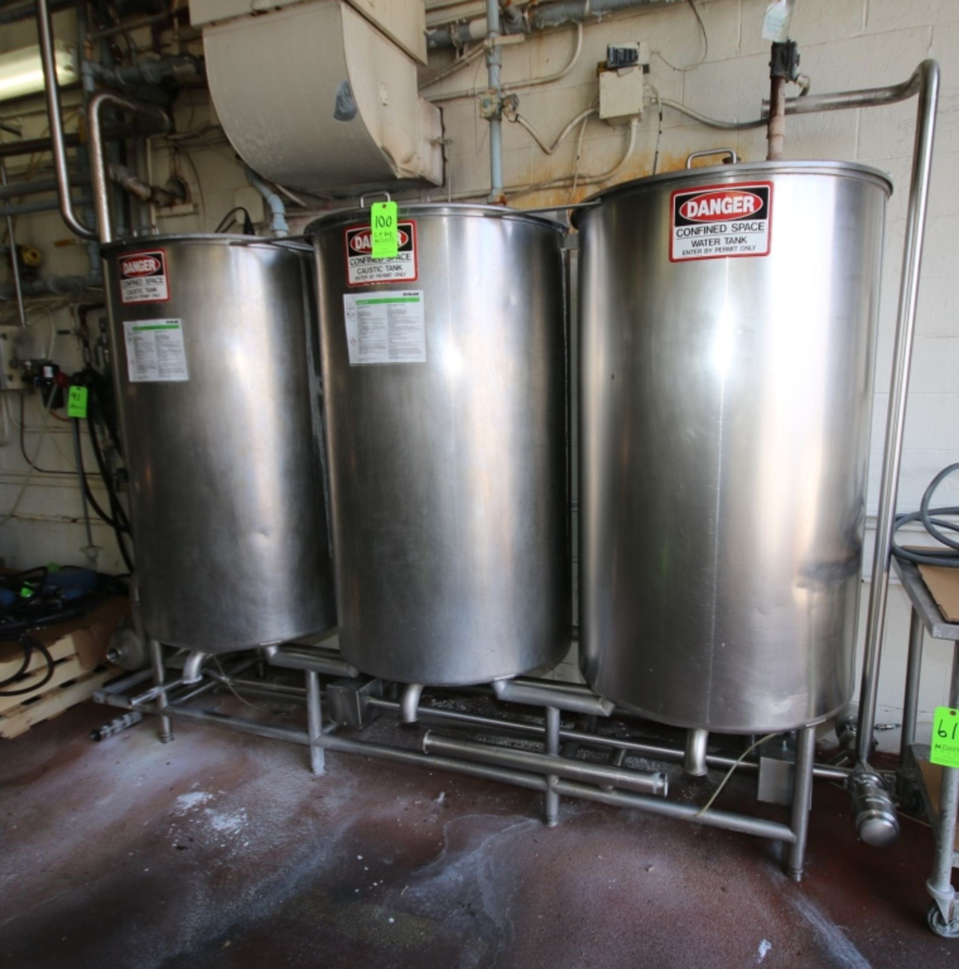 SaniMatic 3 Tank CIP System Includes 250 Gal. Tanks, 15HP S/S Centrifugal Supply Pump: All S/S