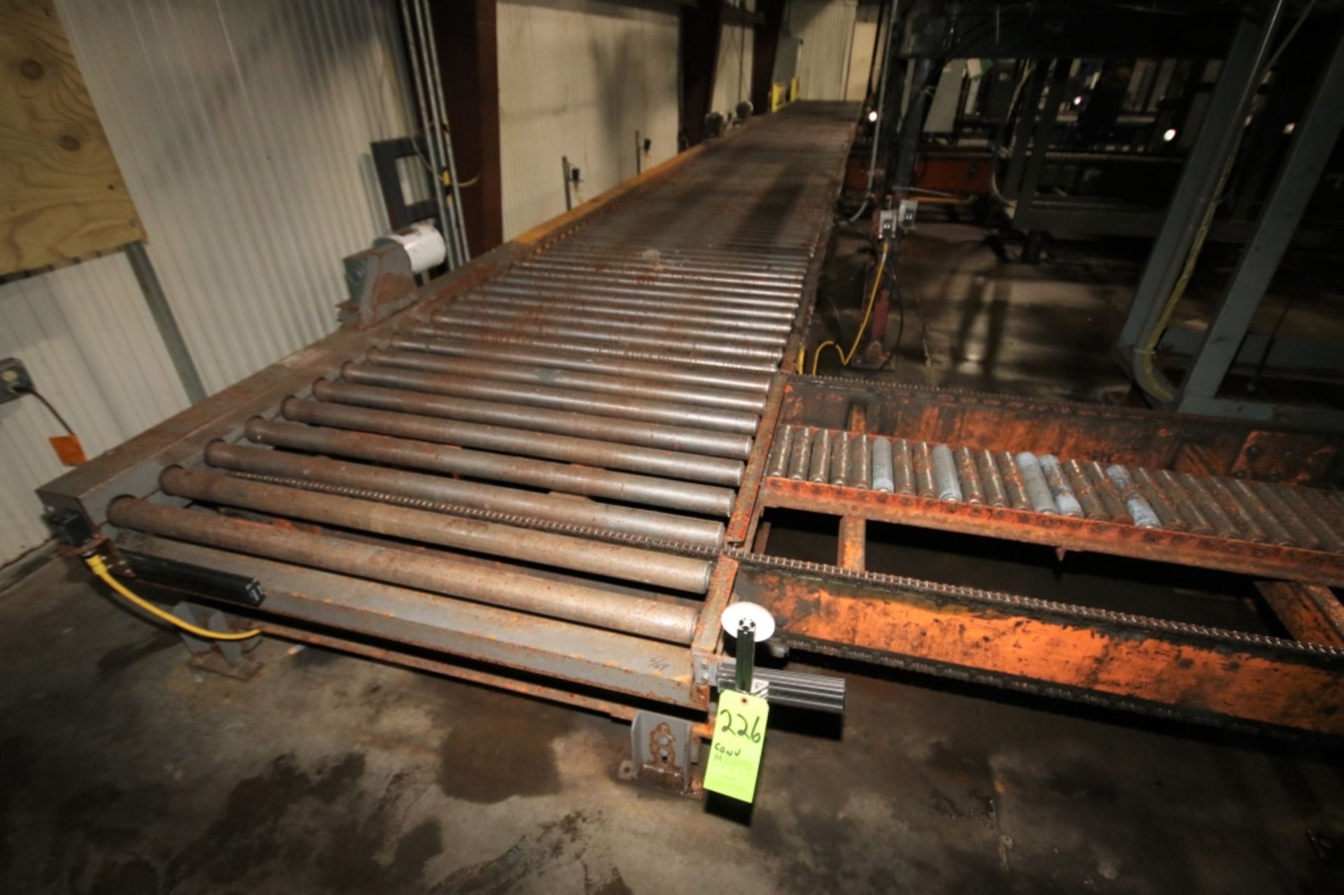 Approx. 32ft of 4' Wide Powered Roller Conveyor with (3) Drives