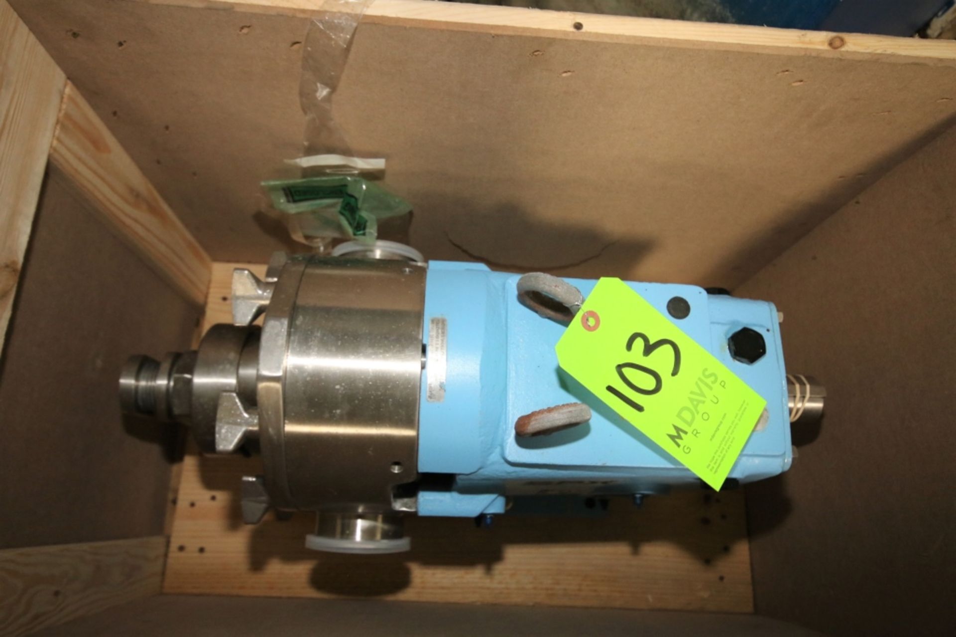 New Waukesha Model 130-U1 S/N 1-000002875857 S/S Positive Pump: 3" Clamp Ports with Relief Head