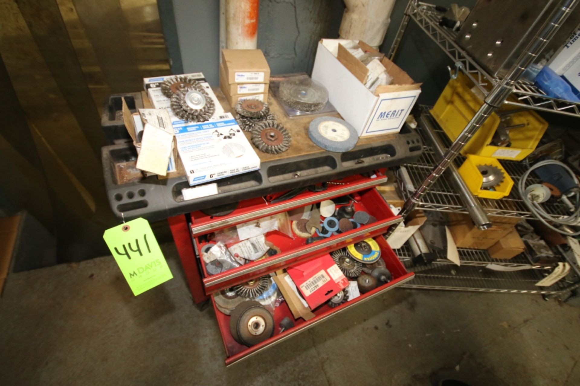 Four Drawer Tool Cabinet with Grinding Accessories; Contents of (4) Drawers