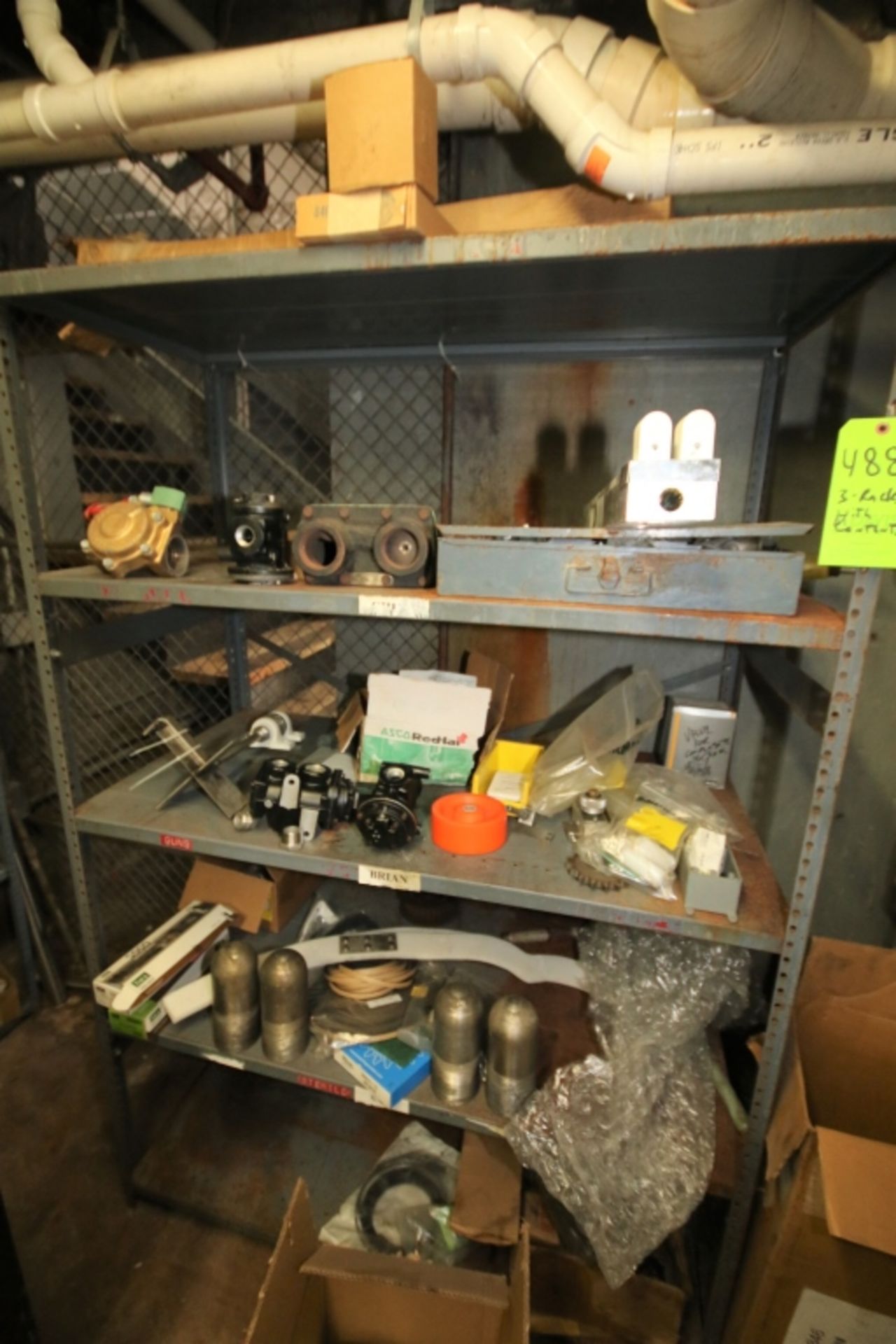 Metal Shelf Units with Contents; Including over (30) Plastic Parts Bins with Contents Including