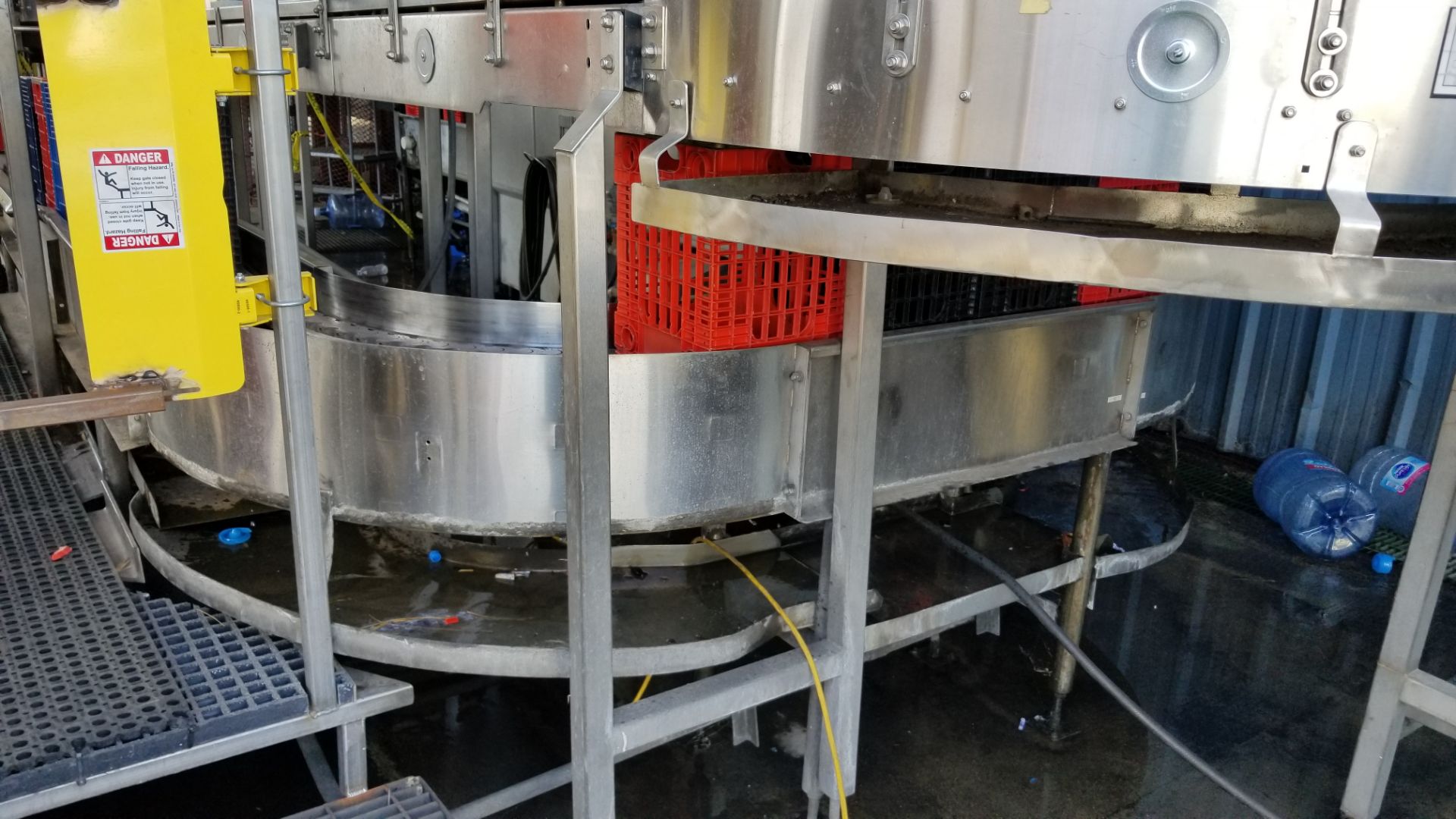 S/S Frame 5 Gal. Case Conveyor System Feeding Into Bottle Washer with Chain and Drives, Aprox.