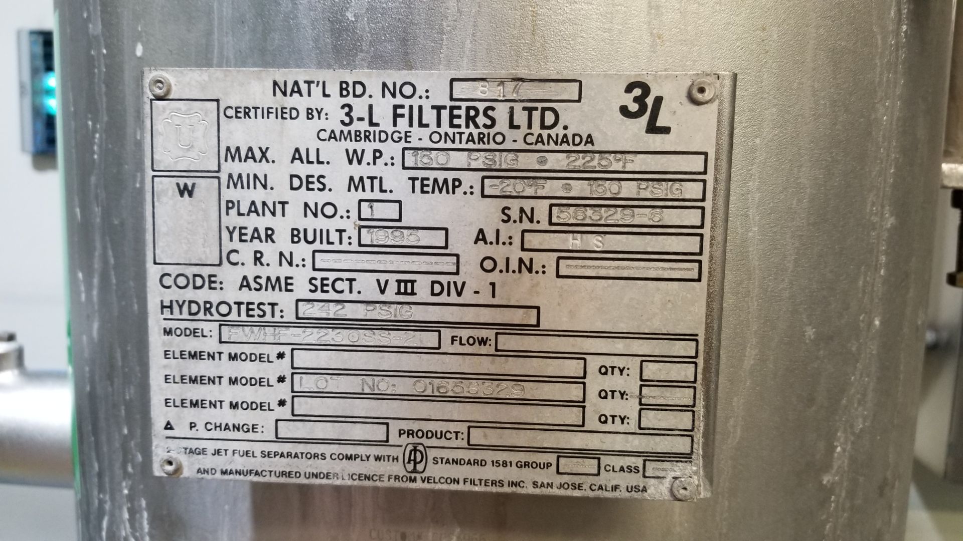 High Pressure Water Filters including (1) Manufactured by 3-L Filters, 150 psi - Image 4 of 9