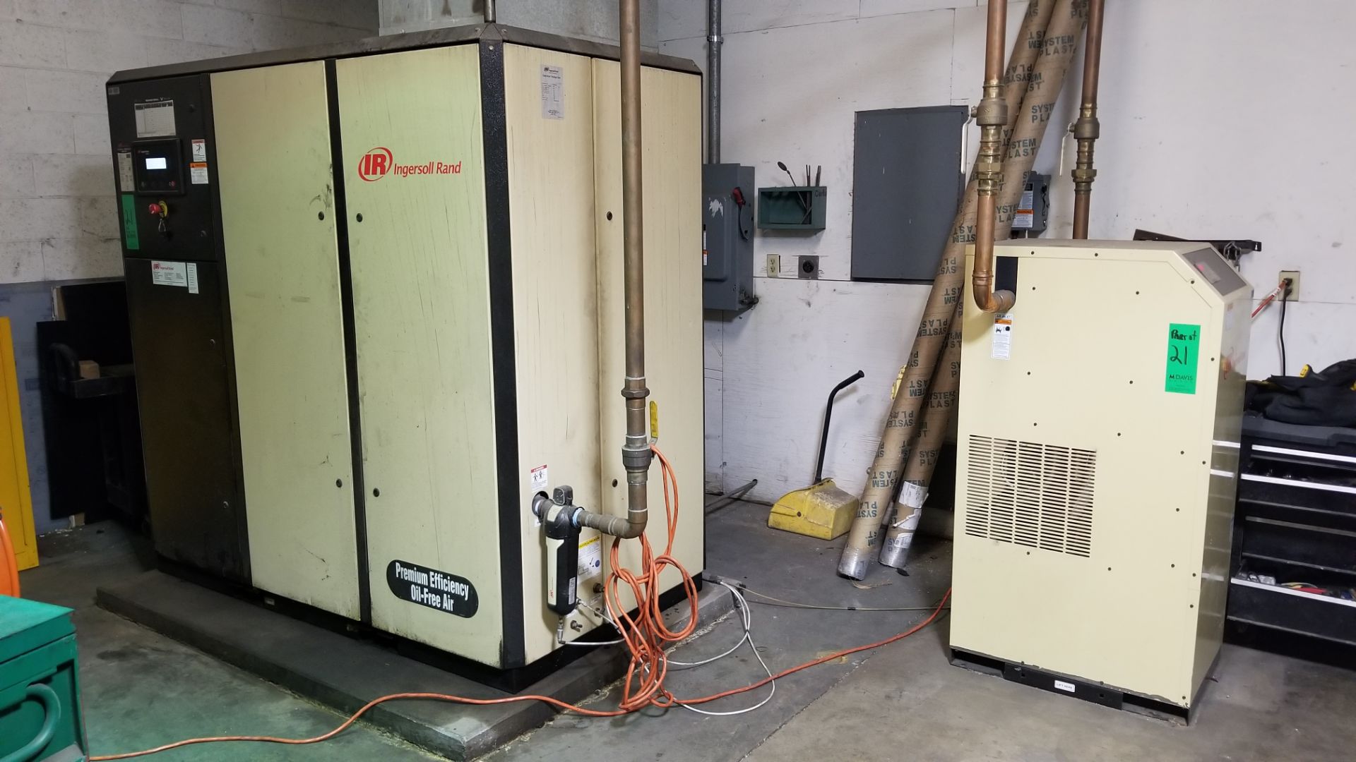 Ingersoll Rand 50 HP Intellisys Oil-Free Screw Air Compressor, Model IRN50H-OF, S/N TA00403U11167,