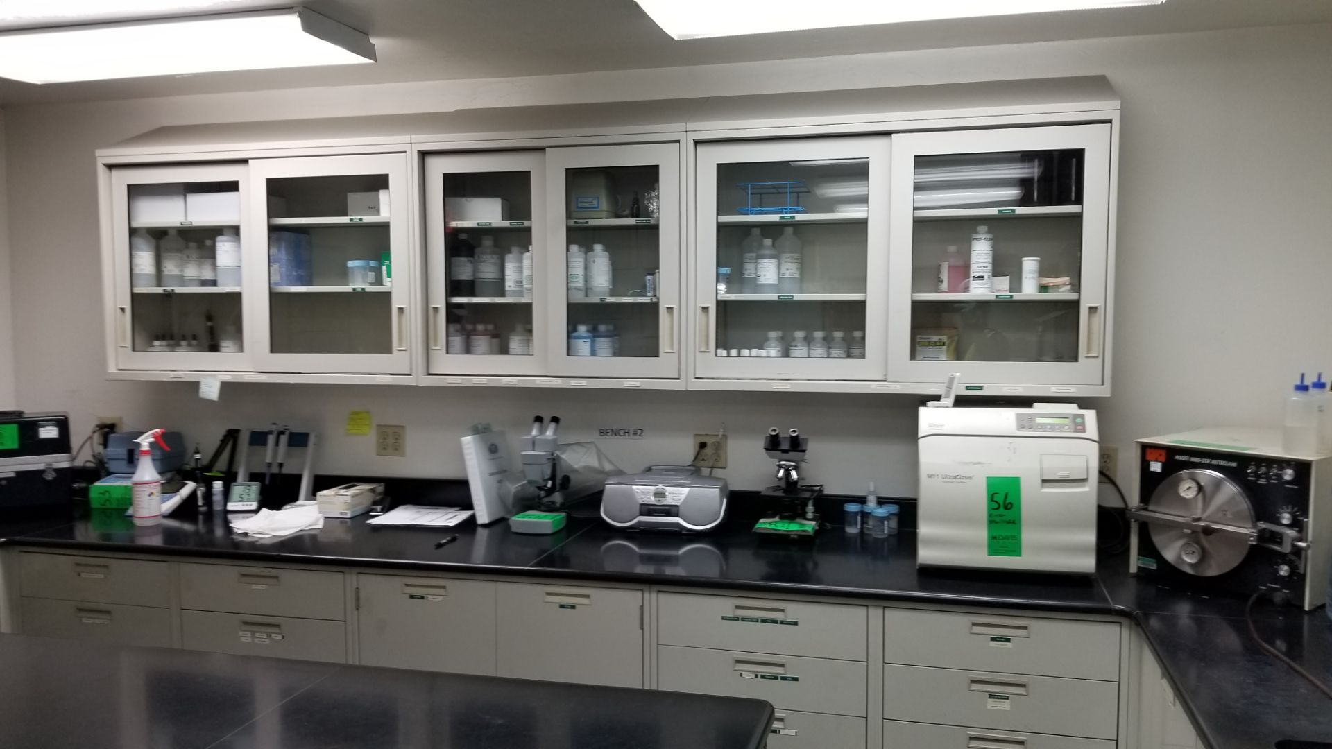 Lab Counters and Cabinets including Sink, Center Cabinet and Wall Units with Sliding Glass Doors - Image 2 of 3