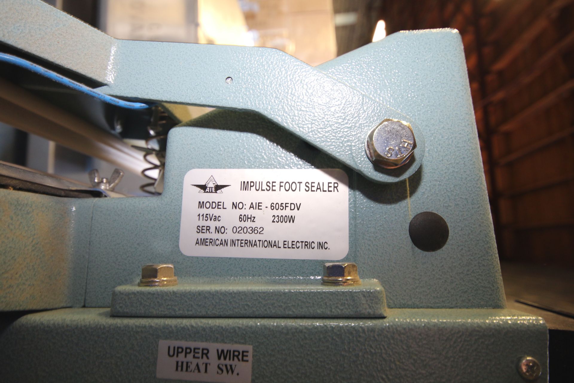 AIE Impulse Foot Sealer, M/N AIE-605FDV, S/N 020362, 115 Volts on Stand - Image 3 of 3